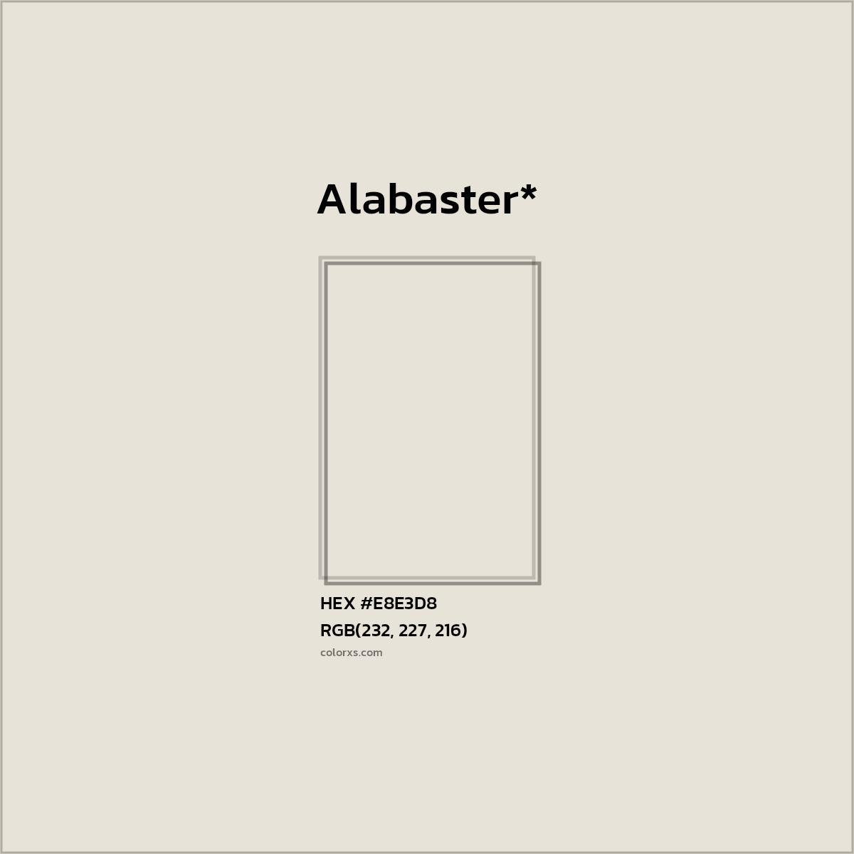 #E8E3D8 hex color. RGB, RYB, CMYK, HSL, HSV codes and color conversions. Matching color names, palettes, paints.