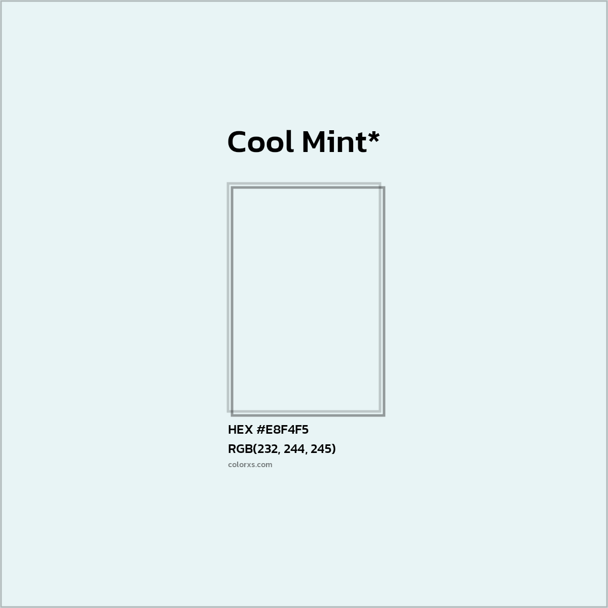 #E8F4F5 hex color. RGB, RYB, CMYK, HSL, HSV codes and color conversions. Matching color names, palettes, paints.