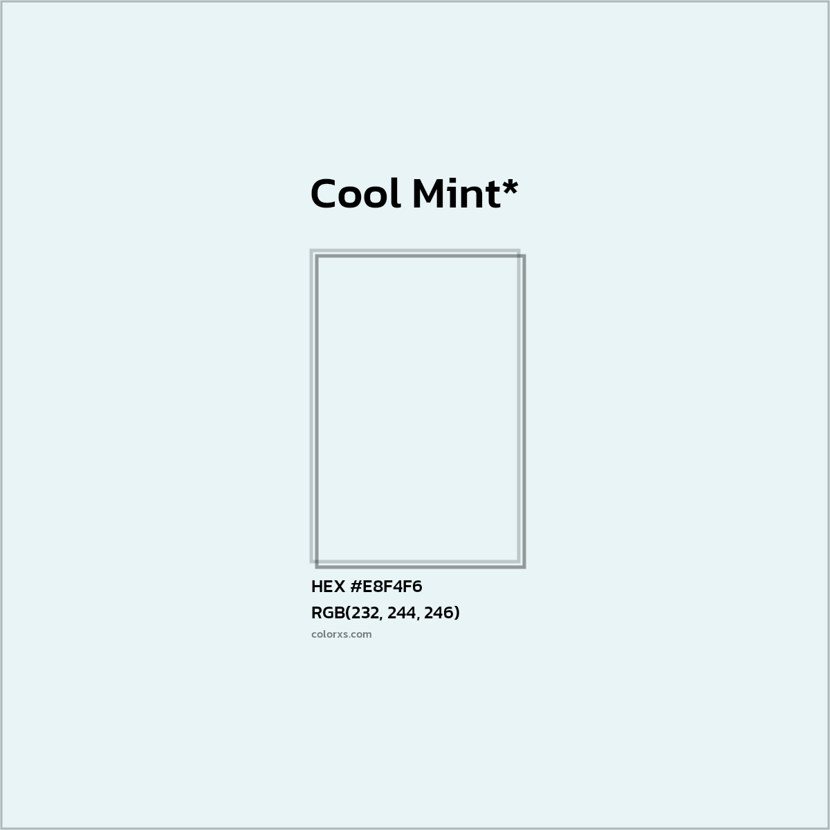 #E8F4F6 hex color. RGB, RYB, CMYK, HSL, HSV codes and color conversions. Matching color names, palettes, paints.
