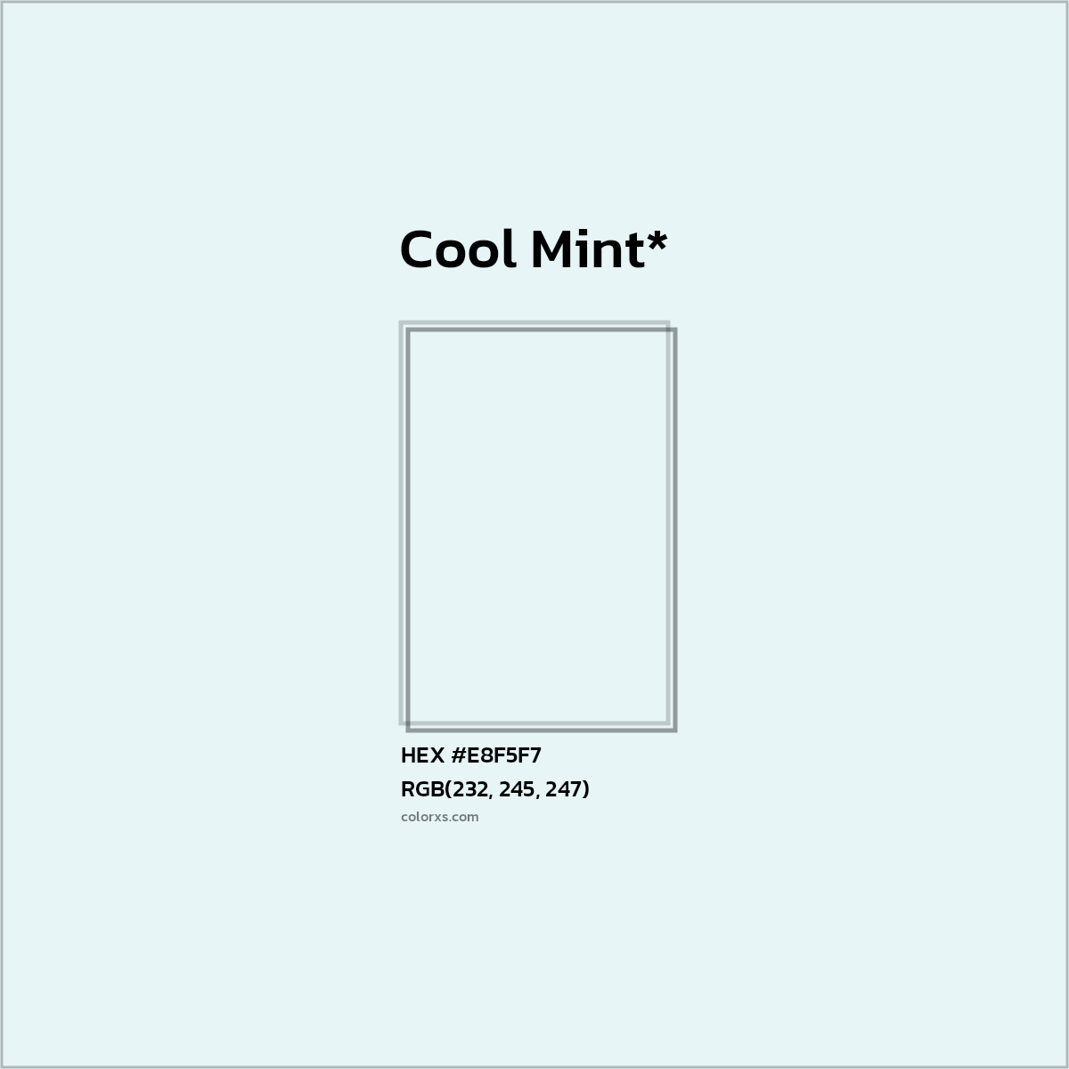 #E8F5F7 hex color. RGB, RYB, CMYK, HSL, HSV codes and color conversions. Matching color names, palettes, paints.