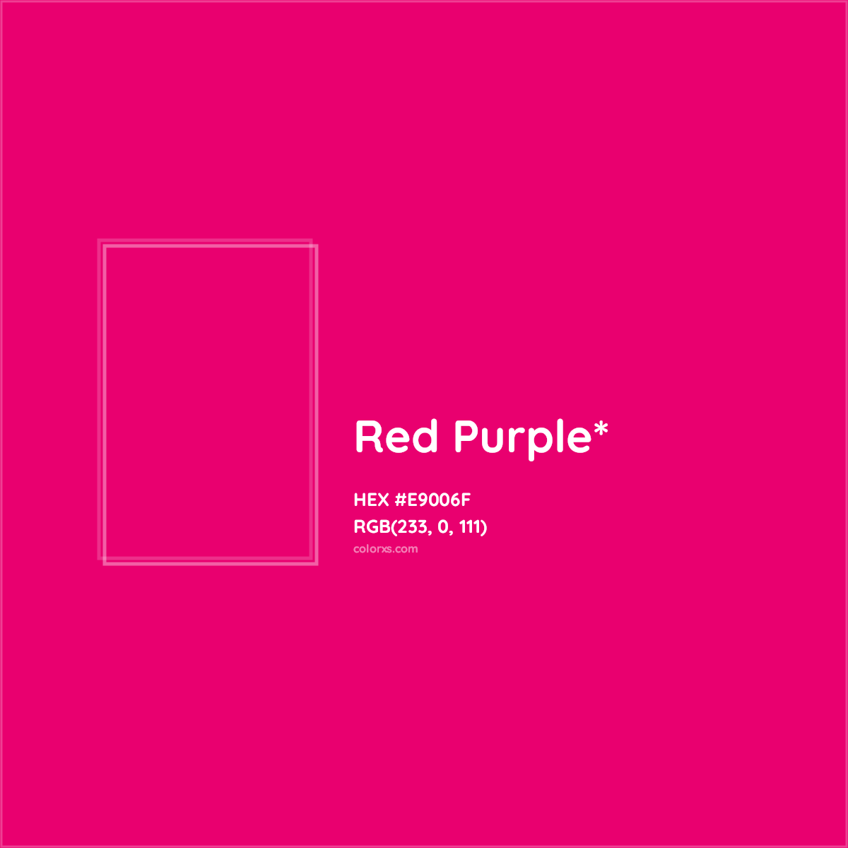 #E9006F hex color. RGB, RYB, CMYK, HSL, HSV codes and color conversions. Matching color names, palettes, paints.