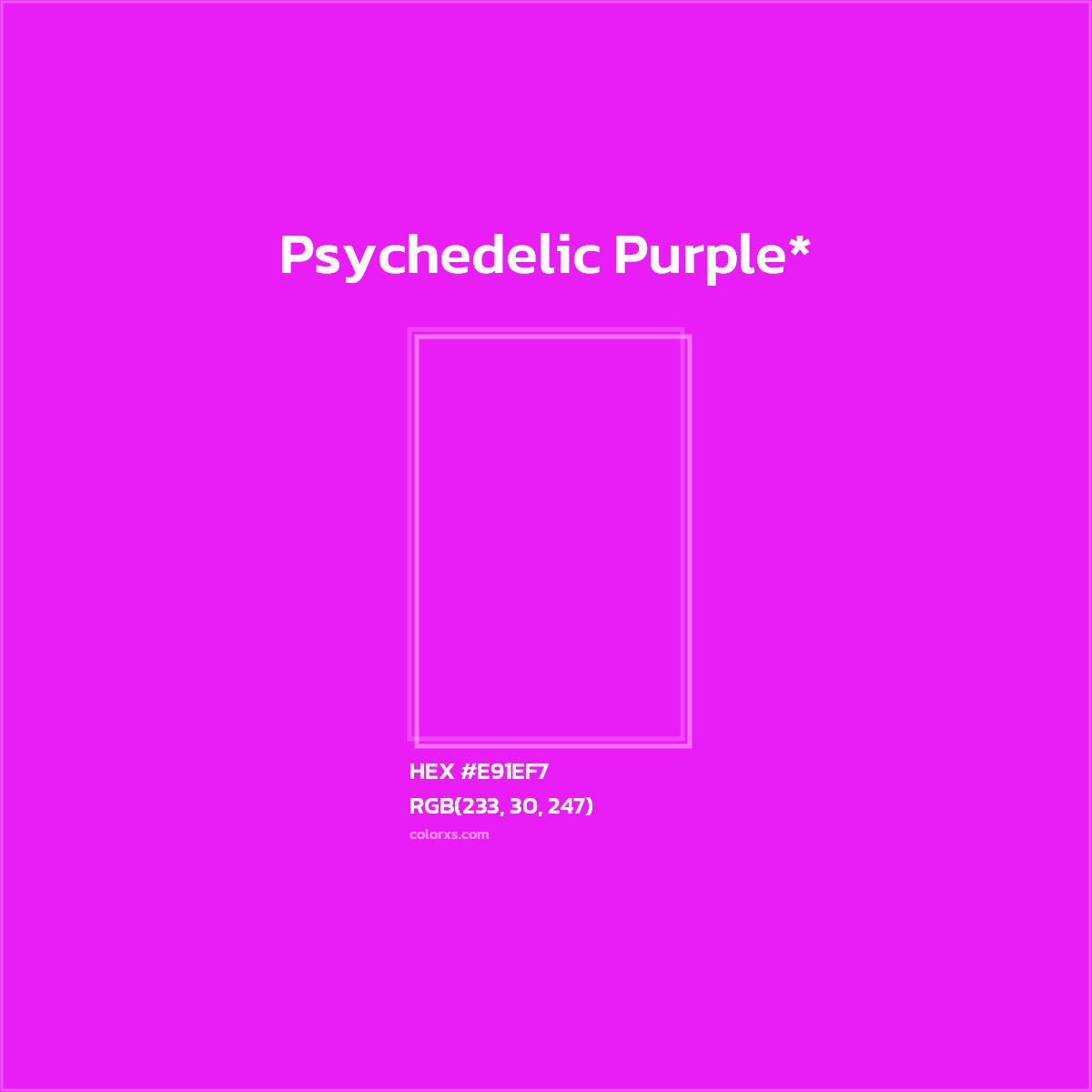 #E91EF7 hex color. RGB, RYB, CMYK, HSL, HSV codes and color conversions. Matching color names, palettes, paints.