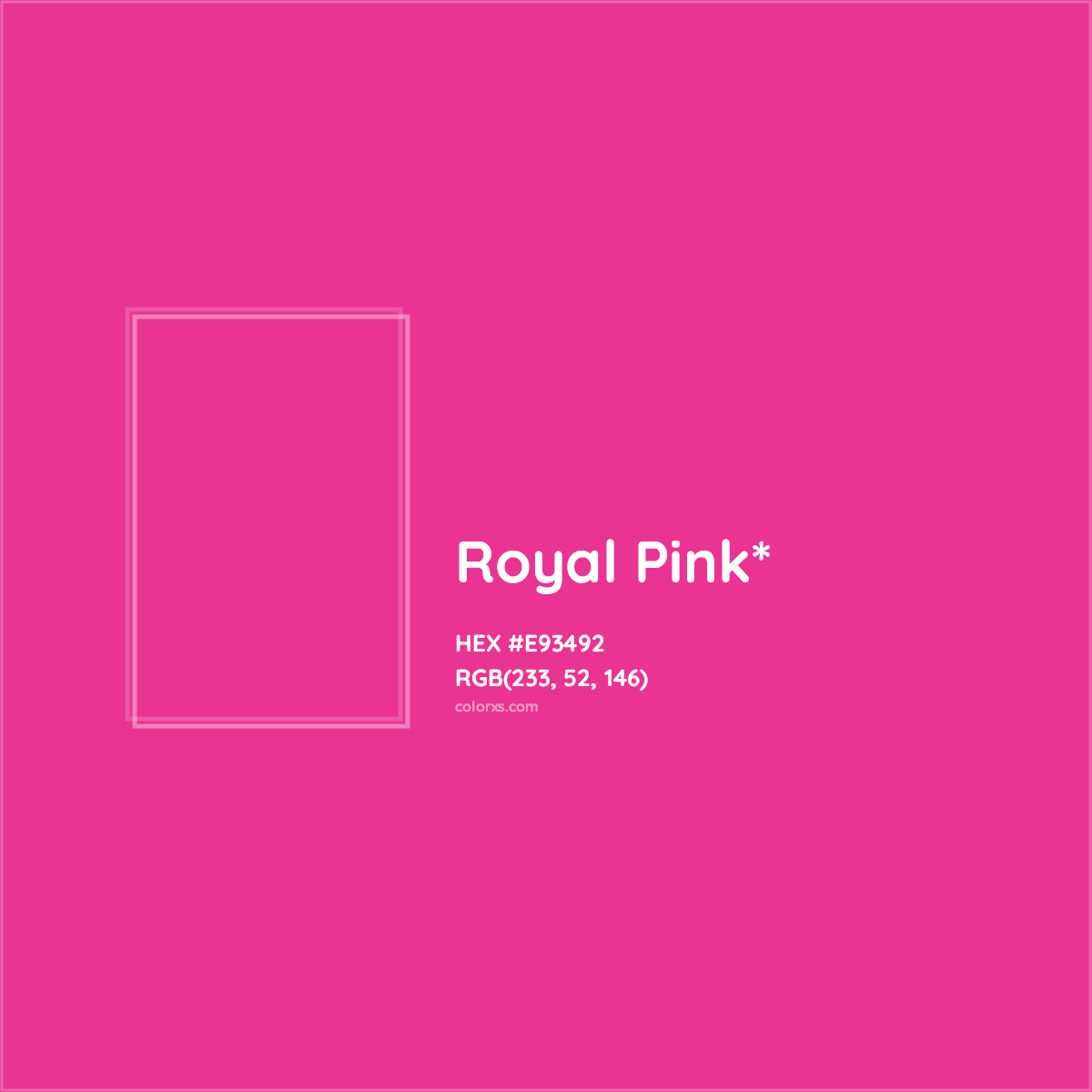 #E93492 hex color. RGB, RYB, CMYK, HSL, HSV codes and color conversions. Matching color names, palettes, paints.