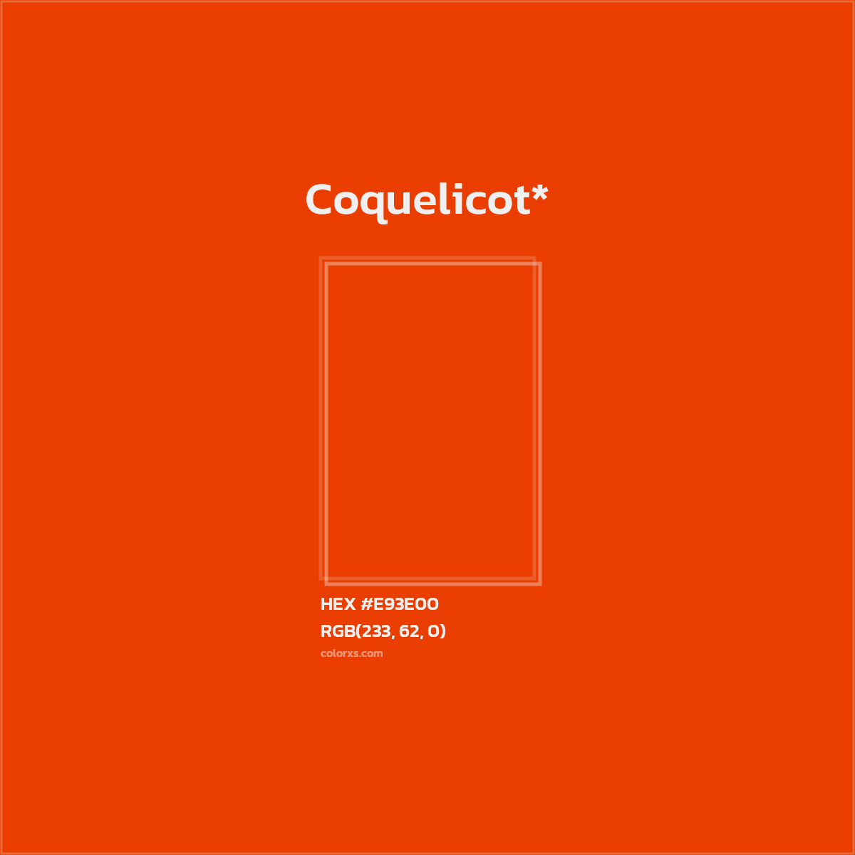 #E93E00 hex color. RGB, RYB, CMYK, HSL, HSV codes and color conversions. Matching color names, palettes, paints.