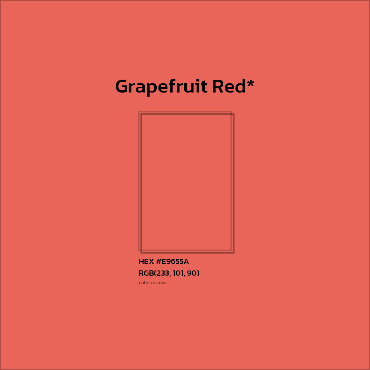 #E9655A hex color. RGB, RYB, CMYK, HSL, HSV codes and color conversions. Matching color names, palettes, paints.