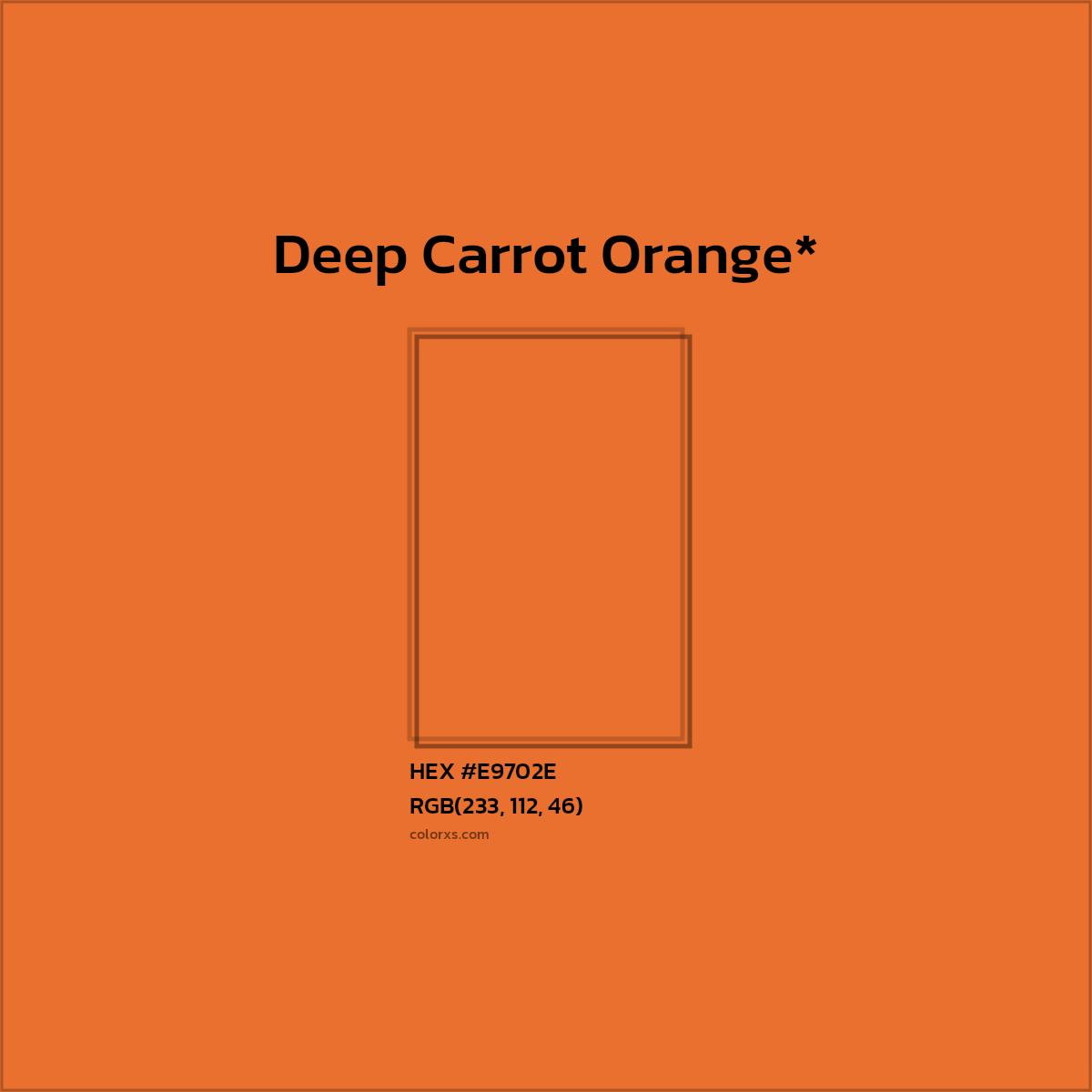 #E9702E hex color. RGB, RYB, CMYK, HSL, HSV codes and color conversions. Matching color names, palettes, paints.