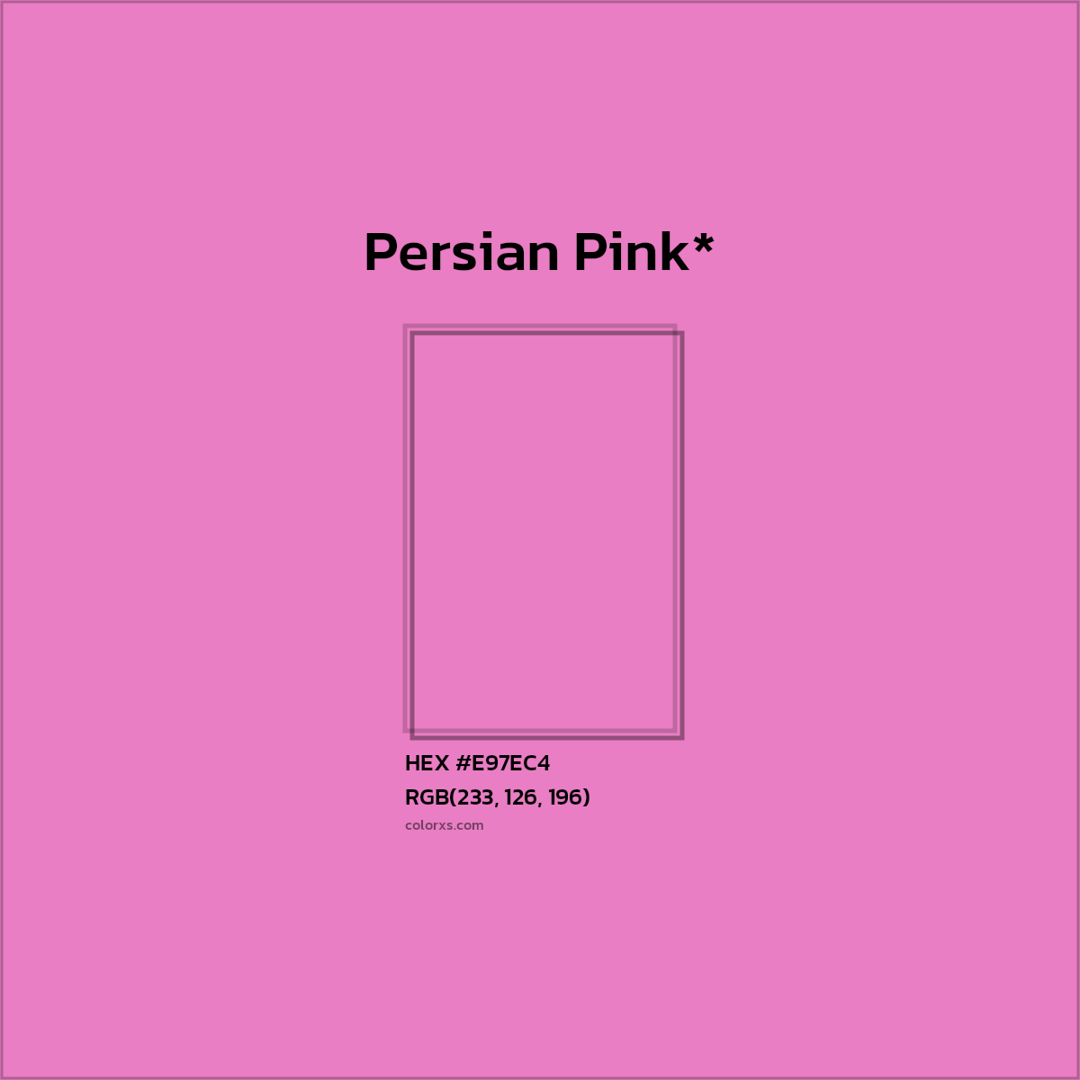 #E97EC4 hex color. RGB, RYB, CMYK, HSL, HSV codes and color conversions. Matching color names, palettes, paints.