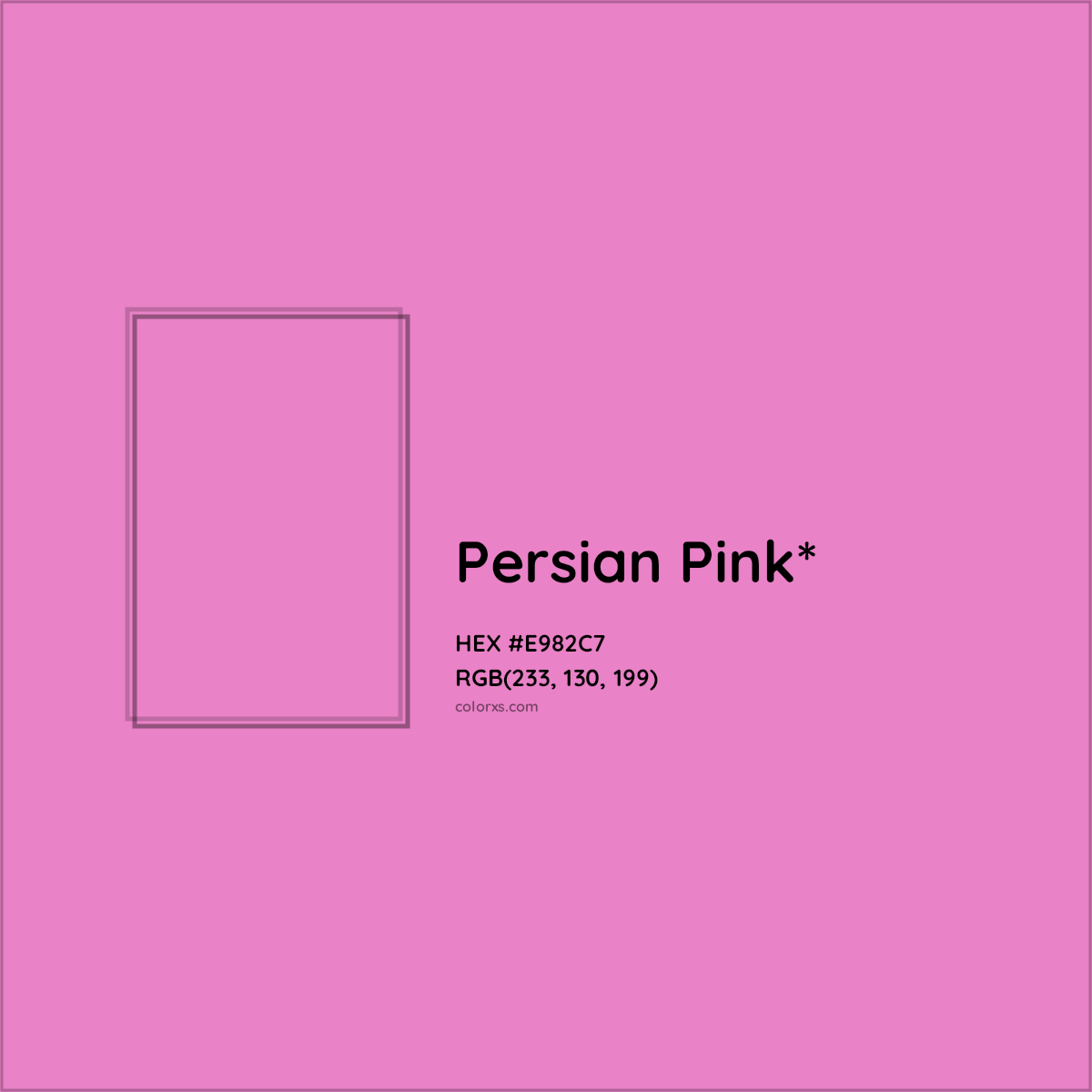 #E982C7 hex color. RGB, RYB, CMYK, HSL, HSV codes and color conversions. Matching color names, palettes, paints.