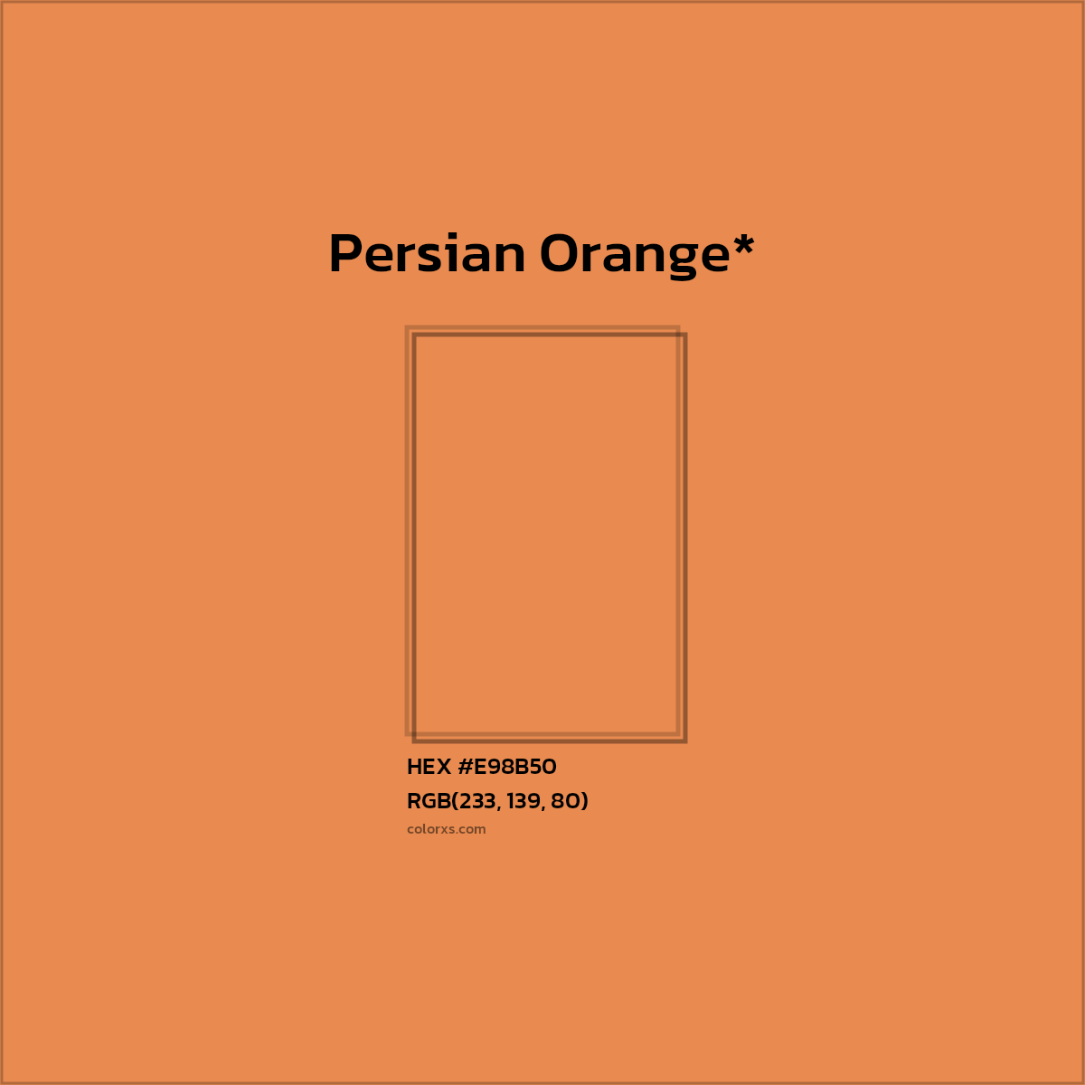 #E98B50 hex color. RGB, RYB, CMYK, HSL, HSV codes and color conversions. Matching color names, palettes, paints.