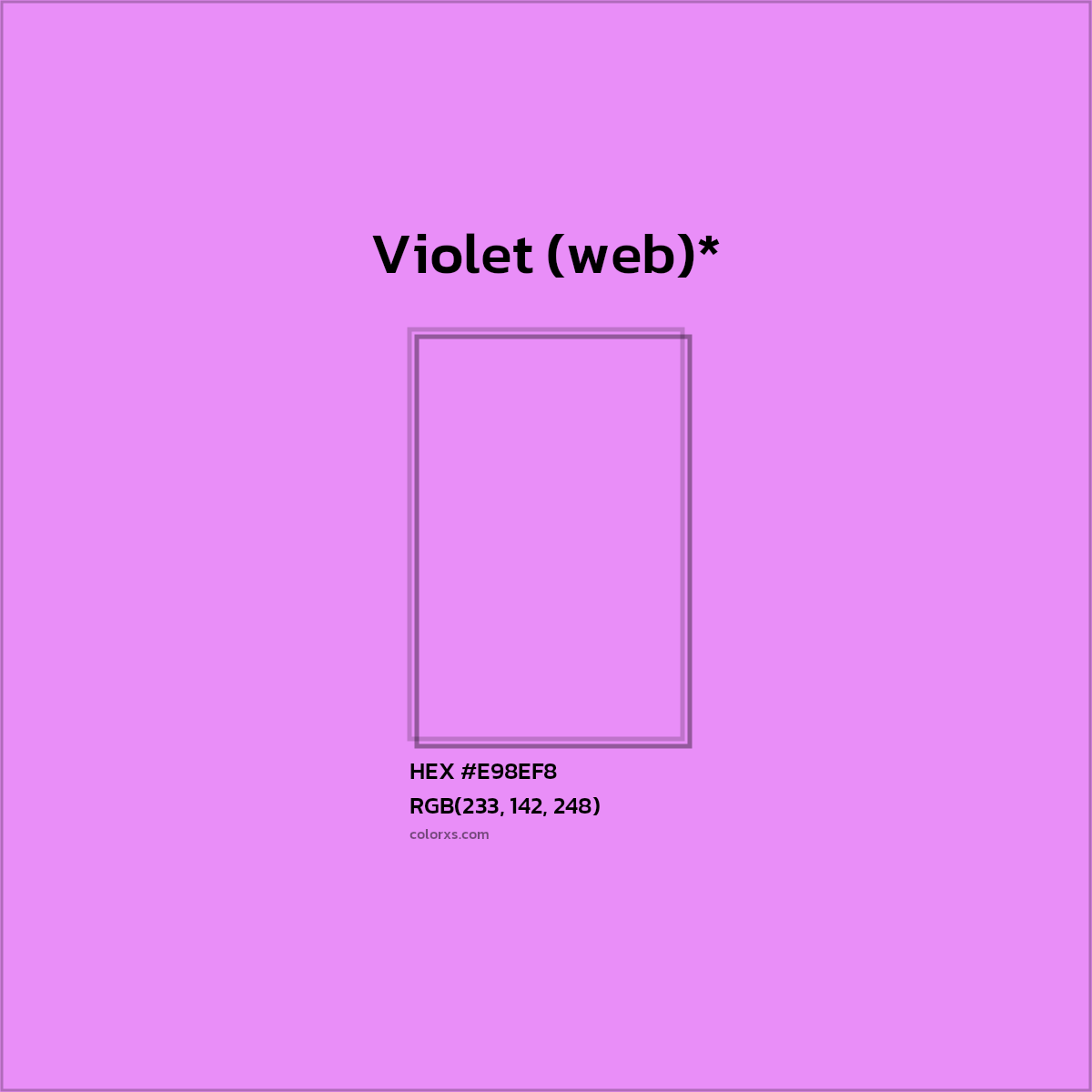 #E98EF8 hex color. RGB, RYB, CMYK, HSL, HSV codes and color conversions. Matching color names, palettes, paints.