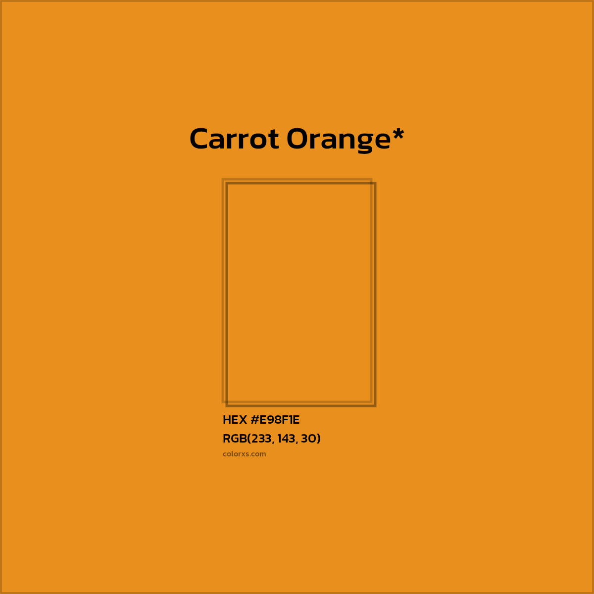 #E98F1E hex color. RGB, RYB, CMYK, HSL, HSV codes and color conversions. Matching color names, palettes, paints.