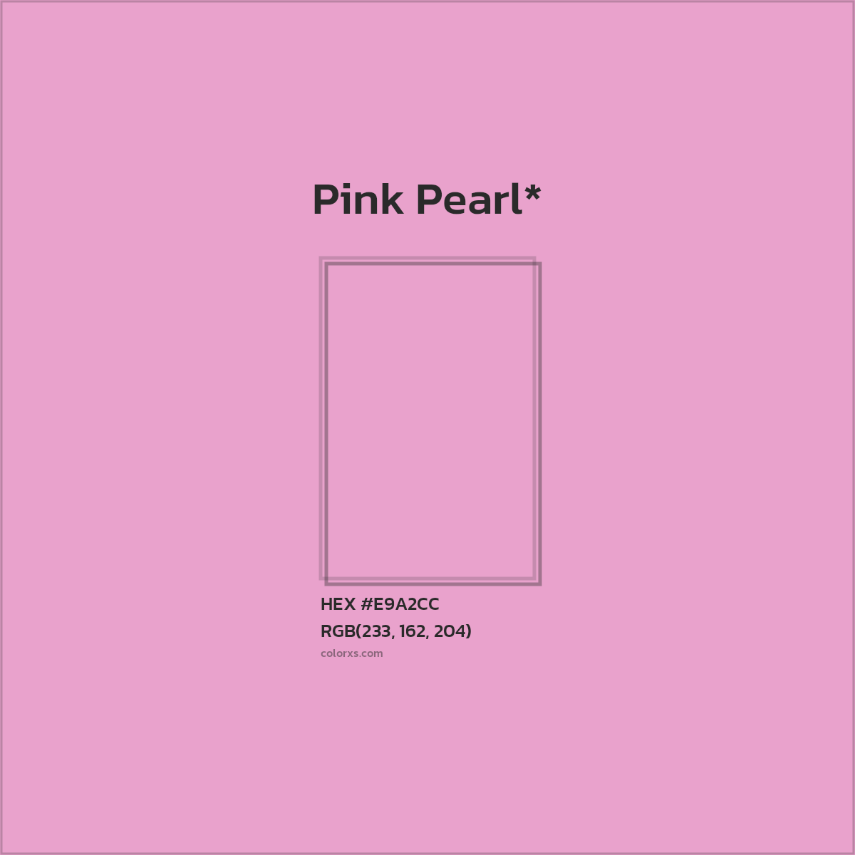 #E9A2CC hex color. RGB, RYB, CMYK, HSL, HSV codes and color conversions. Matching color names, palettes, paints.