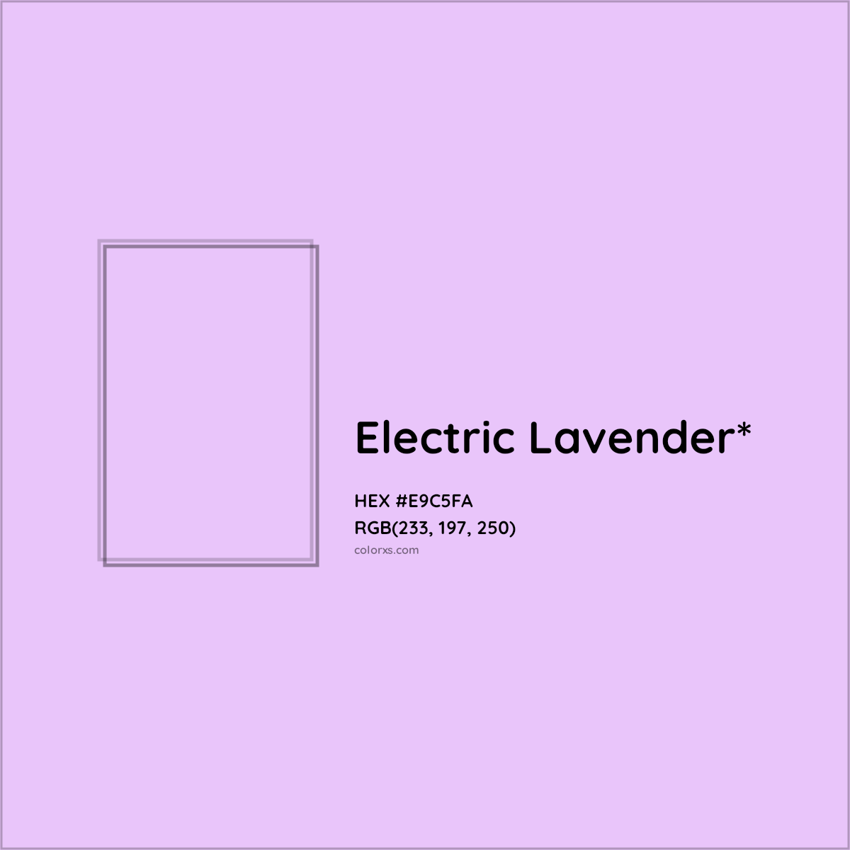 #E9C5FA hex color. RGB, RYB, CMYK, HSL, HSV codes and color conversions. Matching color names, palettes, paints.