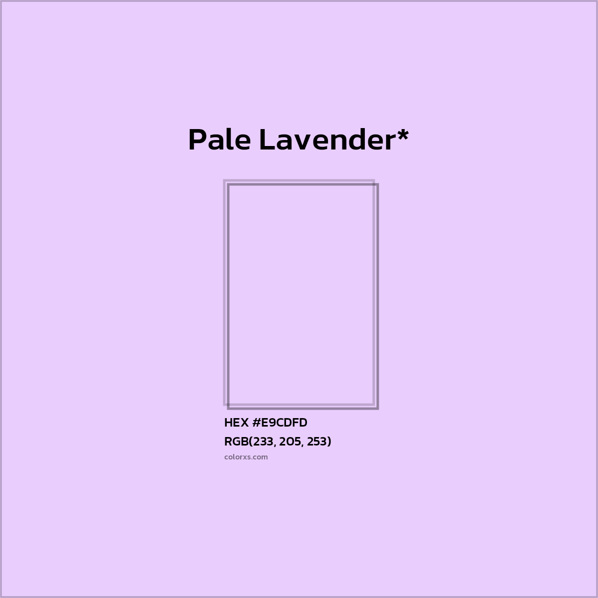 #E9CDFD hex color. RGB, RYB, CMYK, HSL, HSV codes and color conversions. Matching color names, palettes, paints.