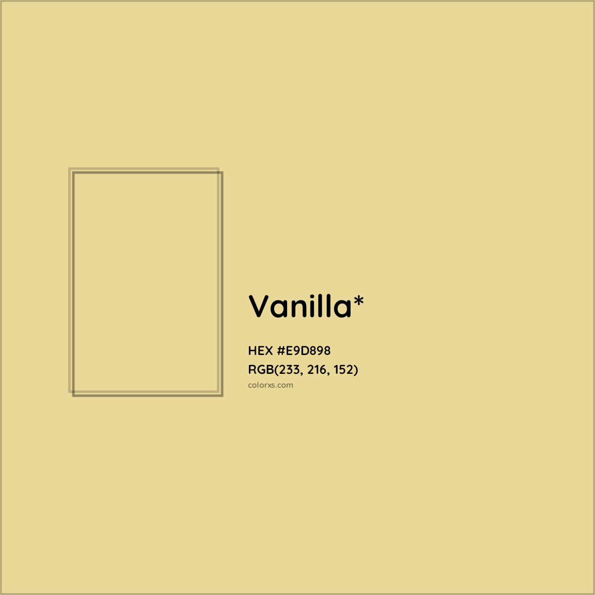 #E9D898 hex color. RGB, RYB, CMYK, HSL, HSV codes and color conversions. Matching color names, palettes, paints.