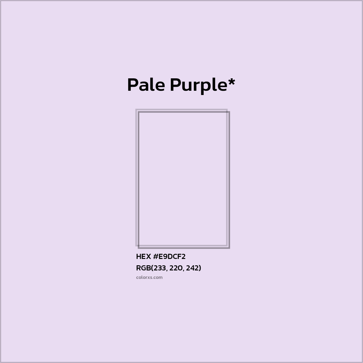 #E9DCF2 hex color. RGB, RYB, CMYK, HSL, HSV codes and color conversions. Matching color names, palettes, paints.