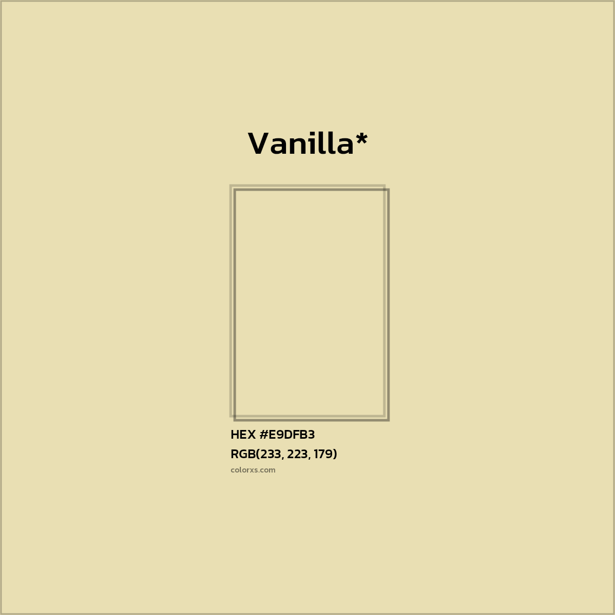 #E9DFB3 hex color. RGB, RYB, CMYK, HSL, HSV codes and color conversions. Matching color names, palettes, paints.