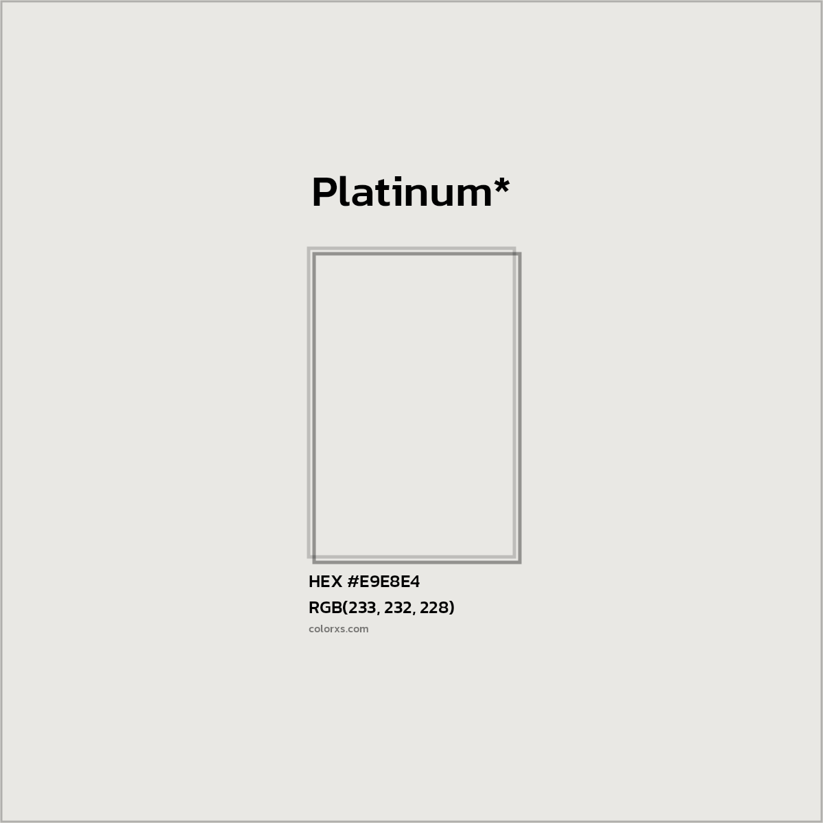 #E9E8E4 hex color. RGB, RYB, CMYK, HSL, HSV codes and color conversions. Matching color names, palettes, paints.