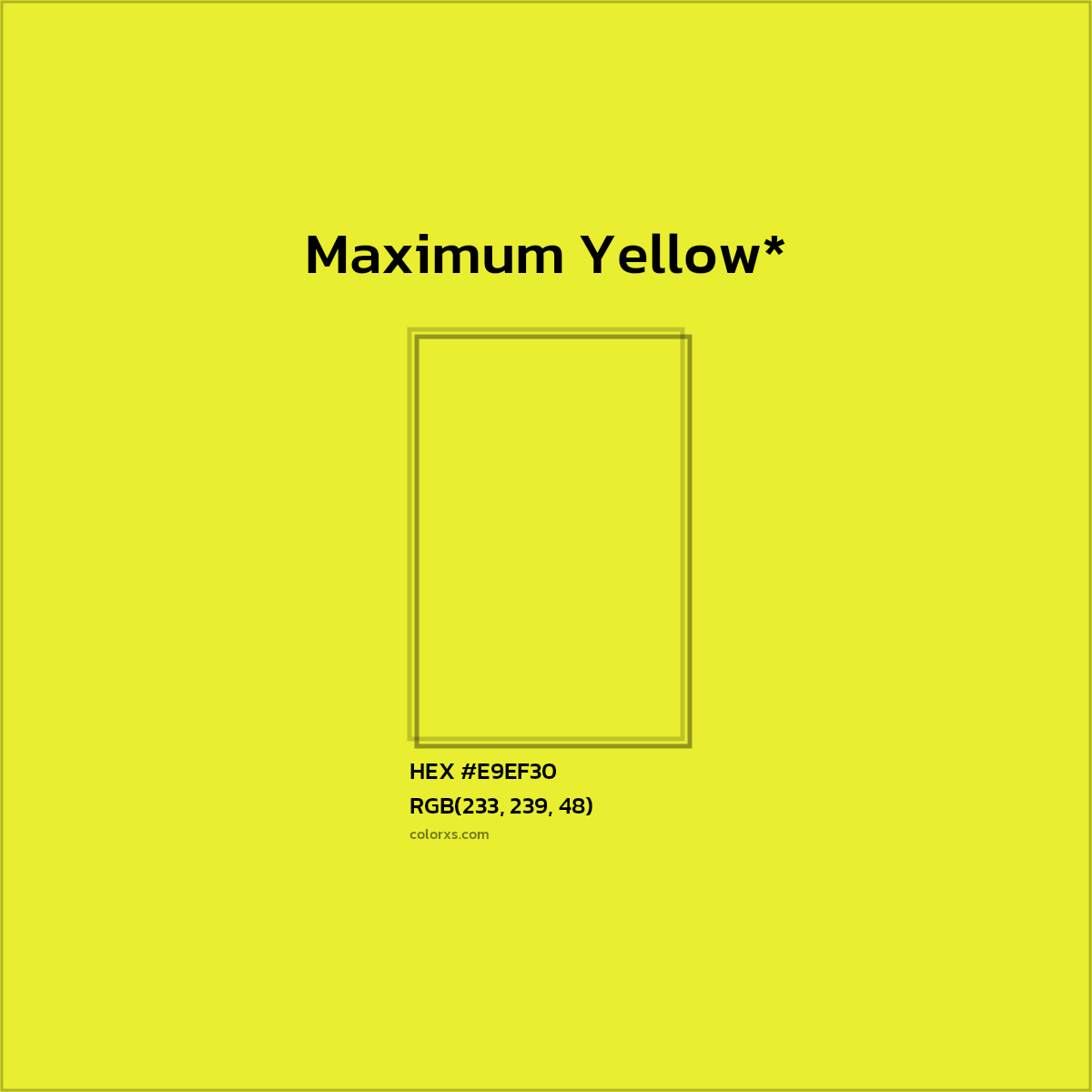 #E9EF30 hex color. RGB, RYB, CMYK, HSL, HSV codes and color conversions. Matching color names, palettes, paints.