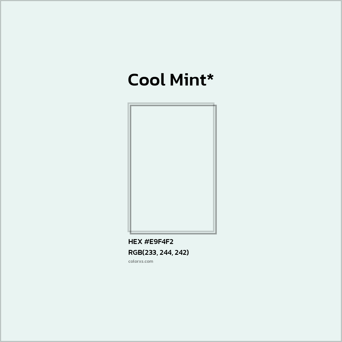 #E9F4F2 hex color. RGB, RYB, CMYK, HSL, HSV codes and color conversions. Matching color names, palettes, paints.