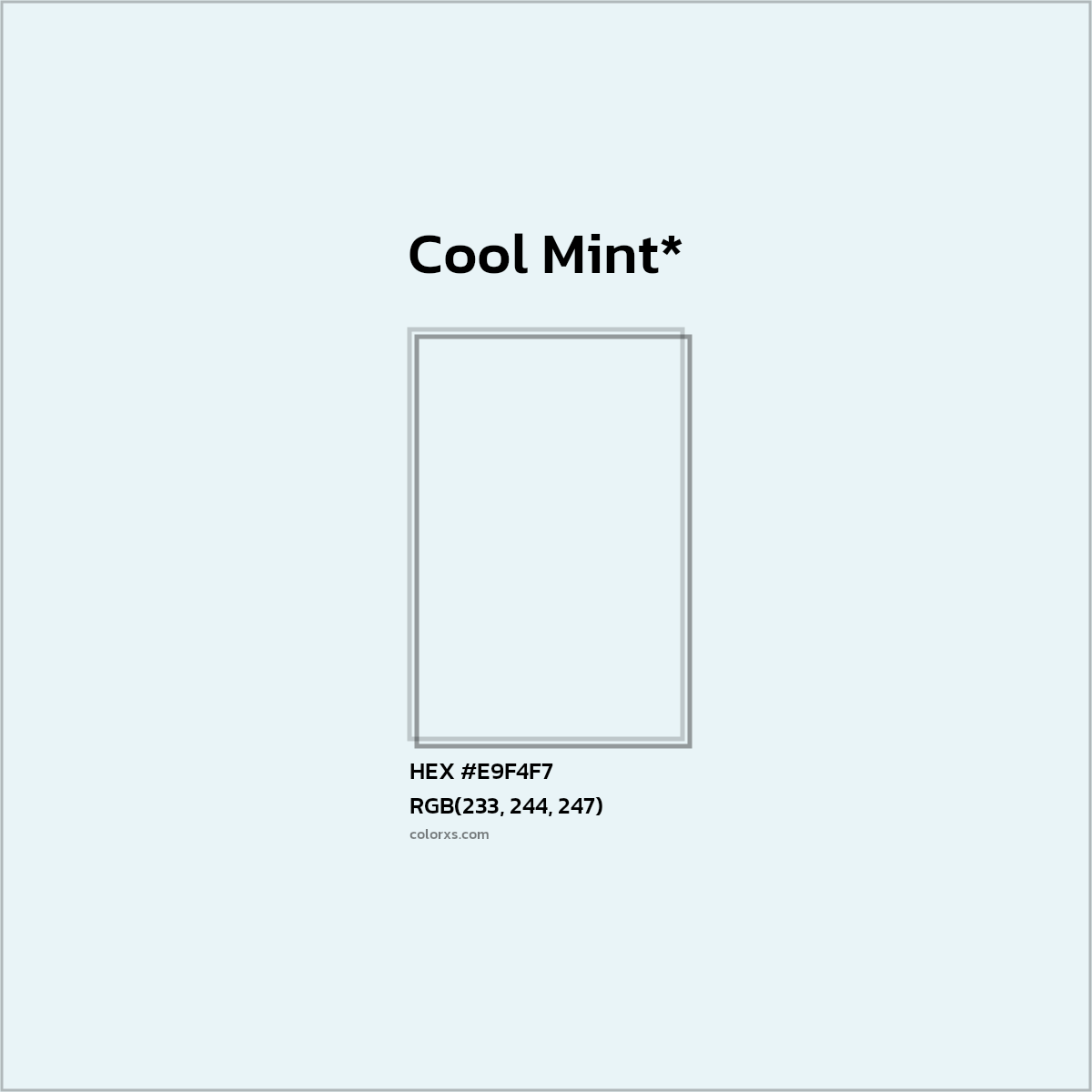 #E9F4F7 hex color. RGB, RYB, CMYK, HSL, HSV codes and color conversions. Matching color names, palettes, paints.