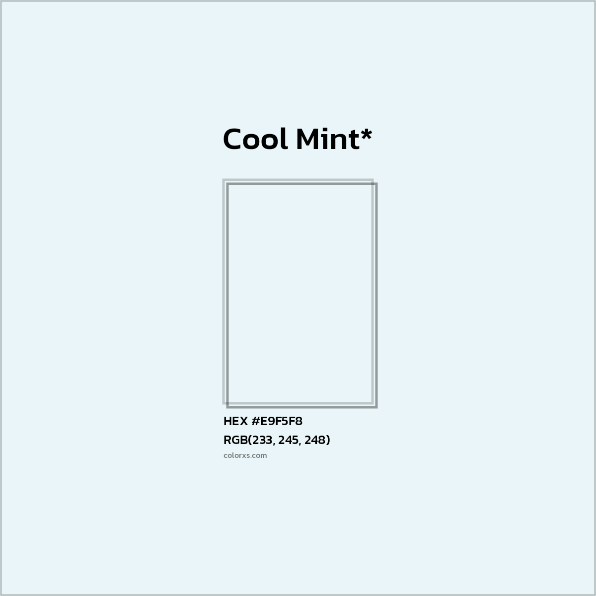 #E9F5F8 hex color. RGB, RYB, CMYK, HSL, HSV codes and color conversions. Matching color names, palettes, paints.