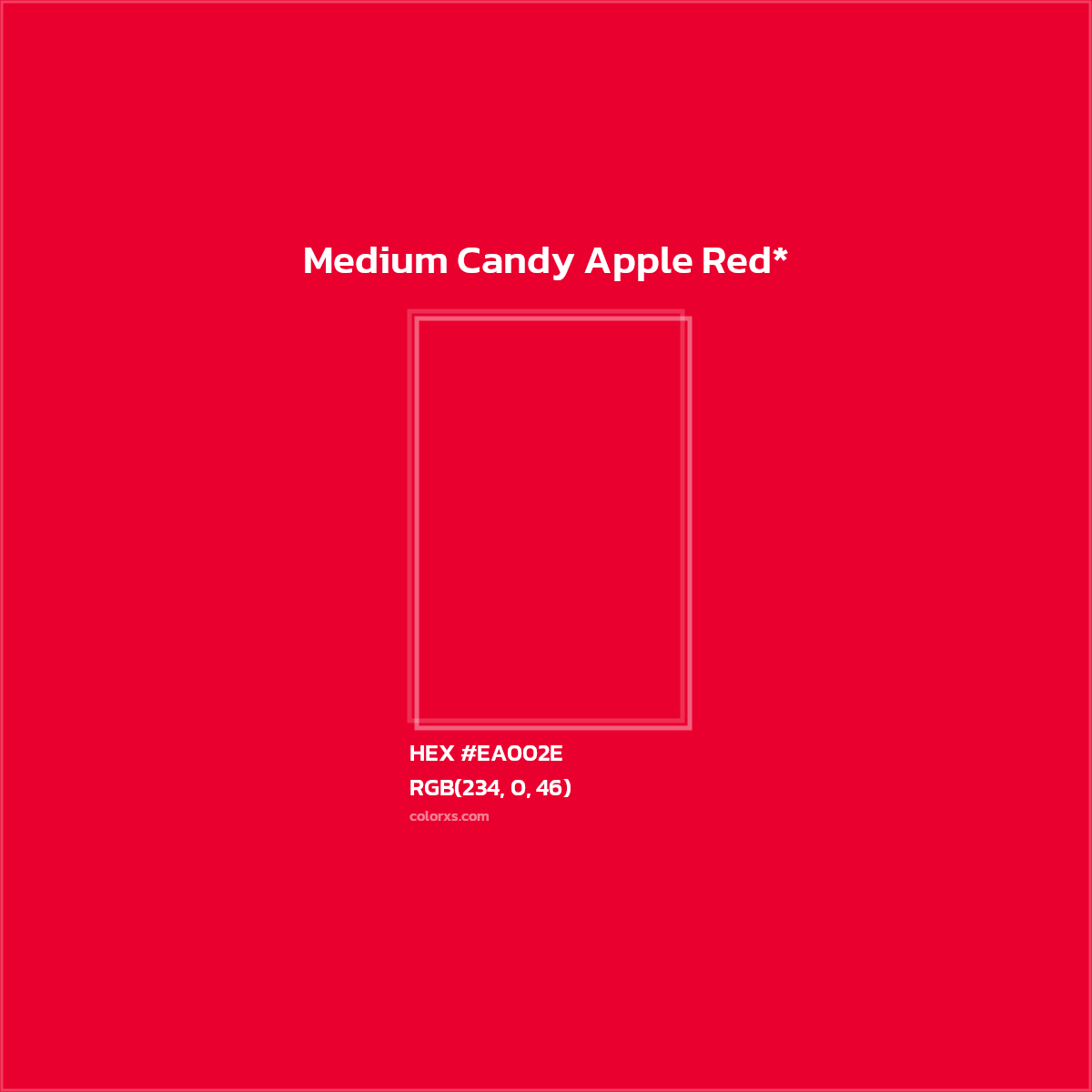 #EA002E hex color. RGB, RYB, CMYK, HSL, HSV codes and color conversions. Matching color names, palettes, paints.