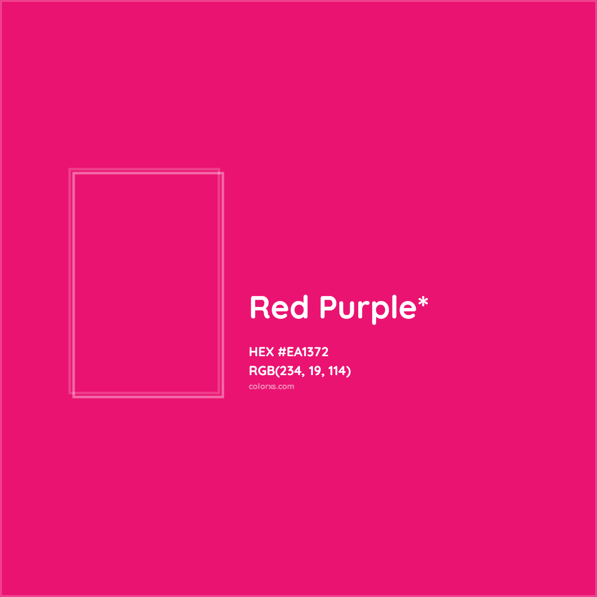 #EA1372 hex color. RGB, RYB, CMYK, HSL, HSV codes and color conversions. Matching color names, palettes, paints.