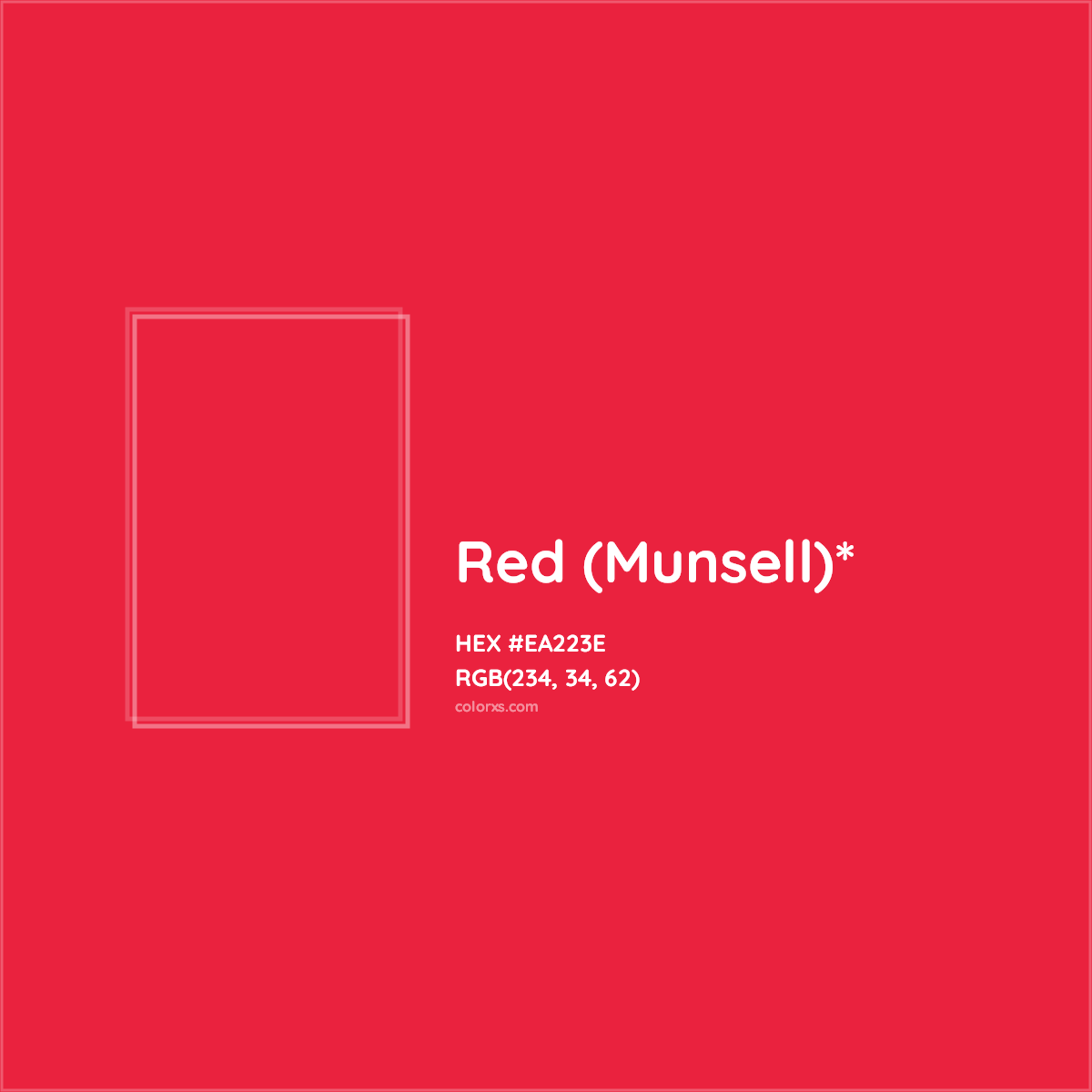 #EA223E hex color. RGB, RYB, CMYK, HSL, HSV codes and color conversions. Matching color names, palettes, paints.