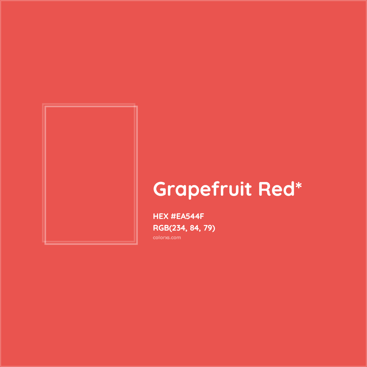 #EA544F hex color. RGB, RYB, CMYK, HSL, HSV codes and color conversions. Matching color names, palettes, paints.