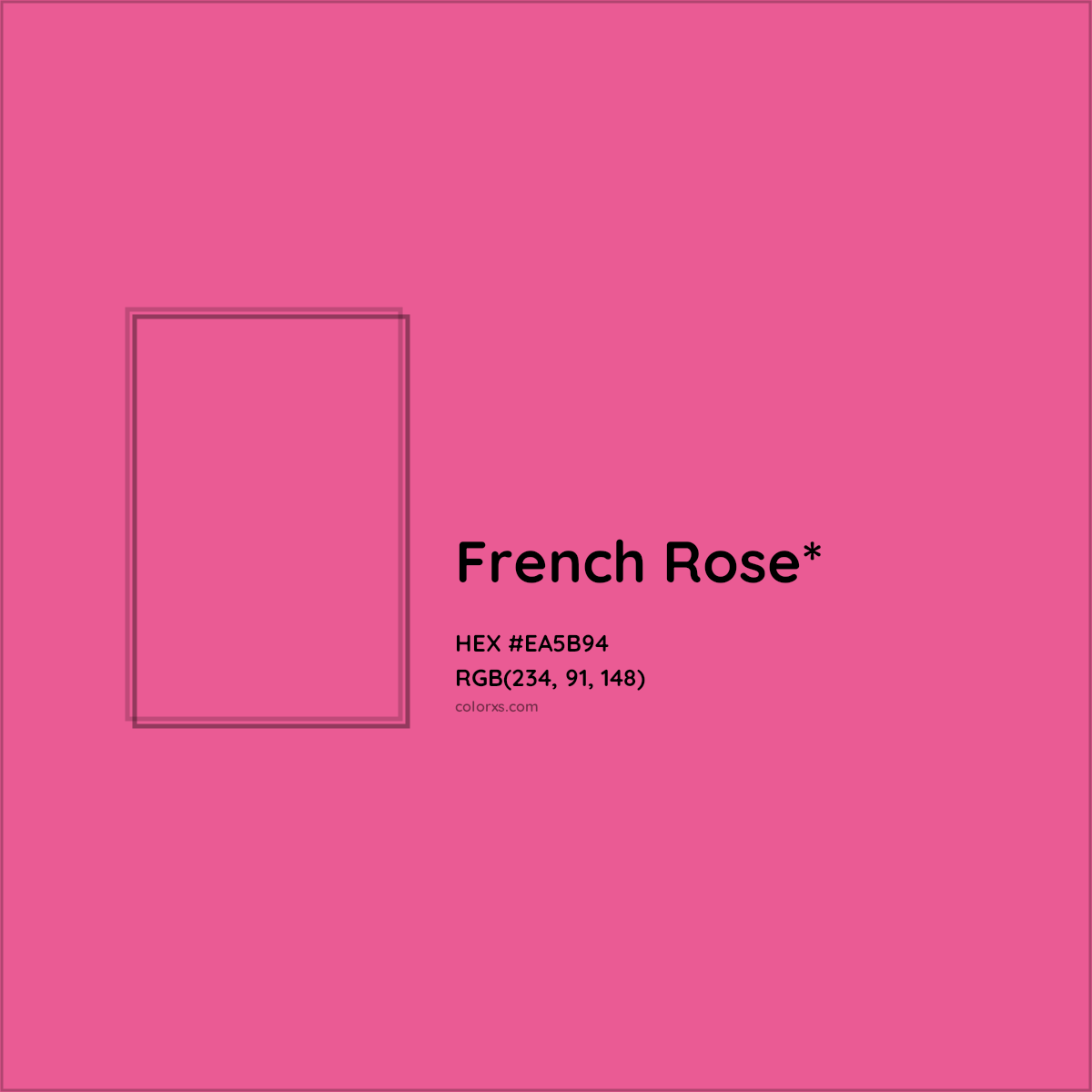 #EA5B94 hex color. RGB, RYB, CMYK, HSL, HSV codes and color conversions. Matching color names, palettes, paints.