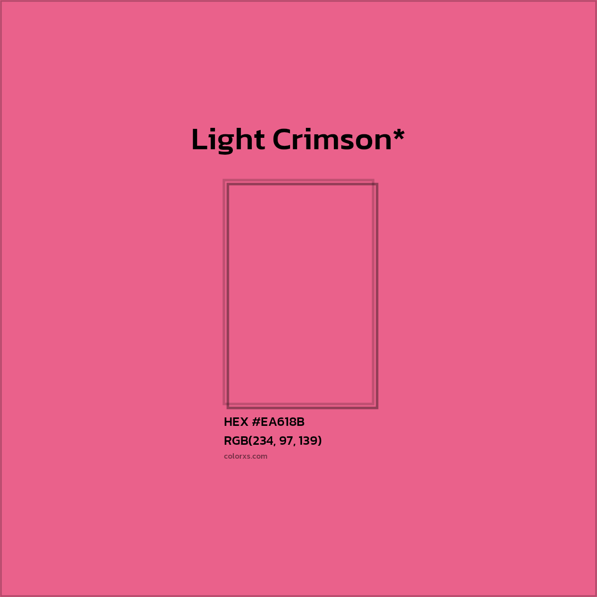 #EA618B hex color. RGB, RYB, CMYK, HSL, HSV codes and color conversions. Matching color names, palettes, paints.