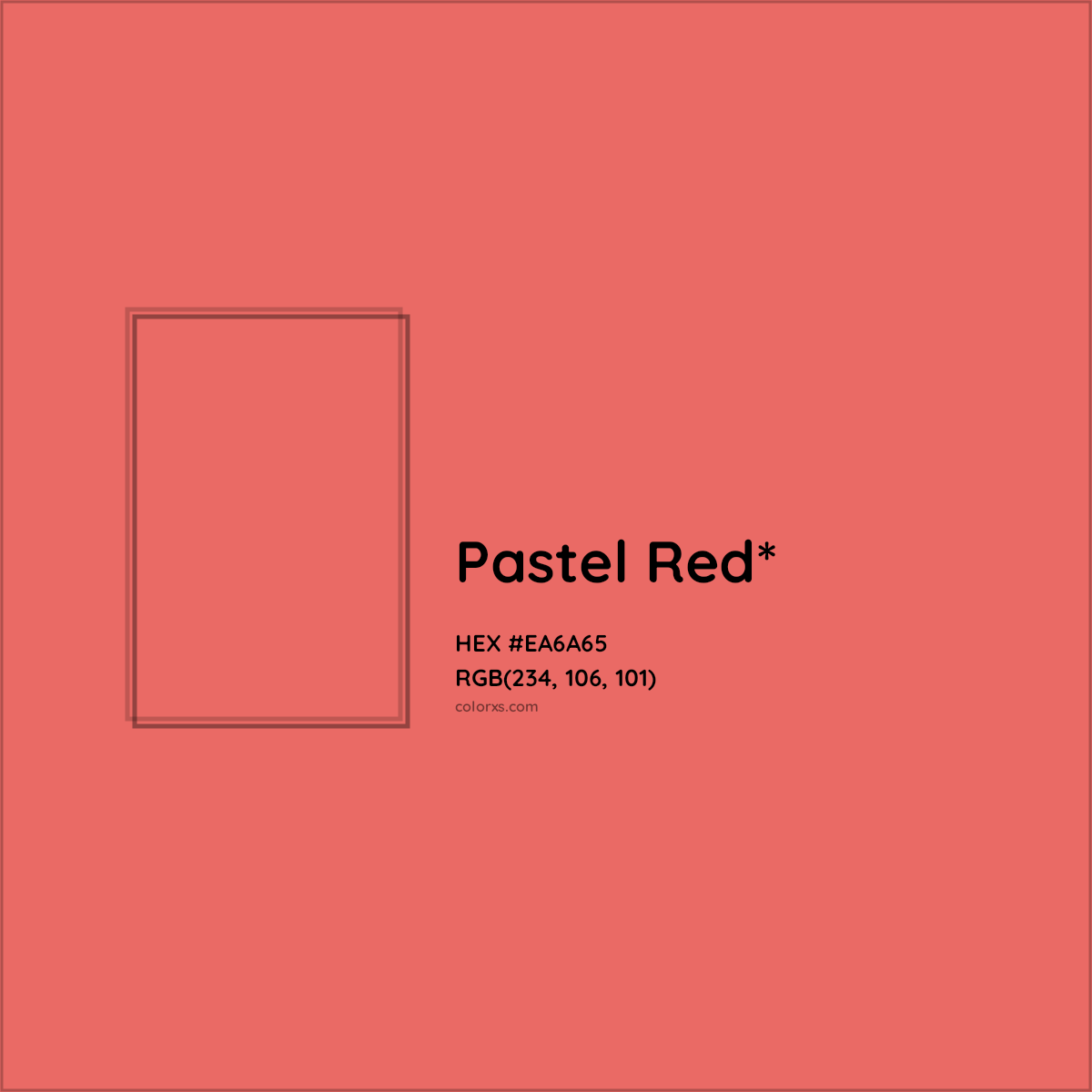 #EA6A65 hex color. RGB, RYB, CMYK, HSL, HSV codes and color conversions. Matching color names, palettes, paints.