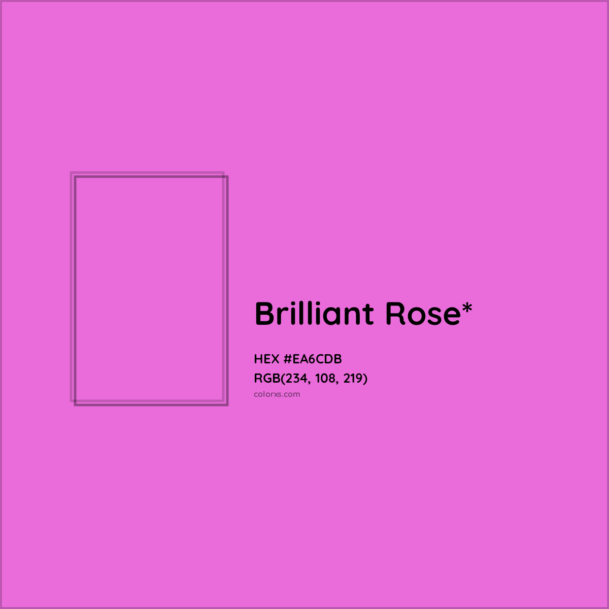 #EA6CDB hex color. RGB, RYB, CMYK, HSL, HSV codes and color conversions. Matching color names, palettes, paints.