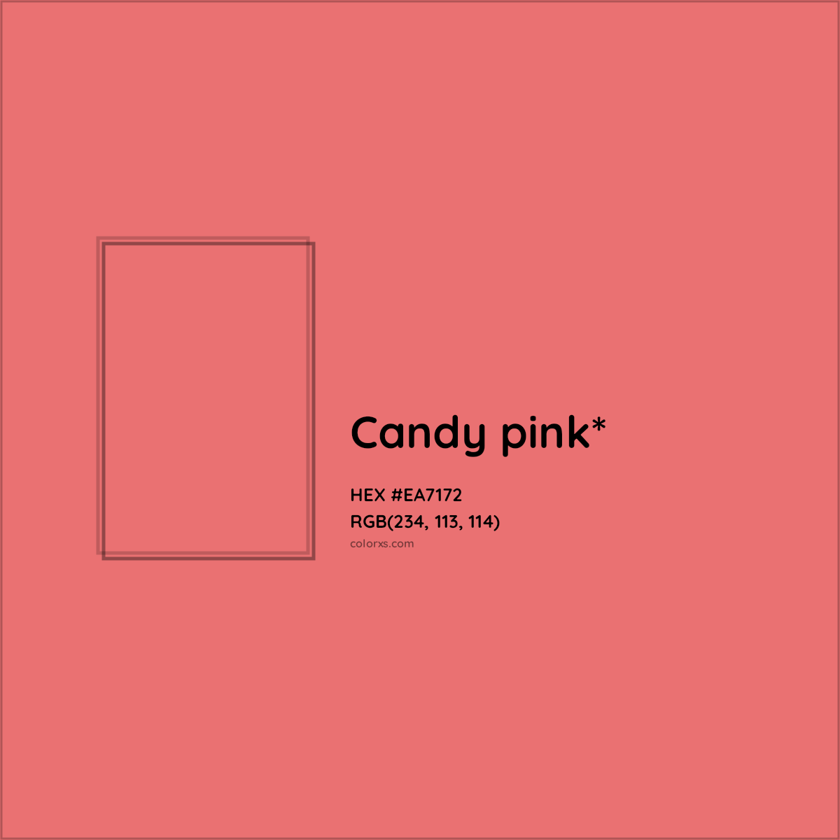 #EA7172 hex color. RGB, RYB, CMYK, HSL, HSV codes and color conversions. Matching color names, palettes, paints.