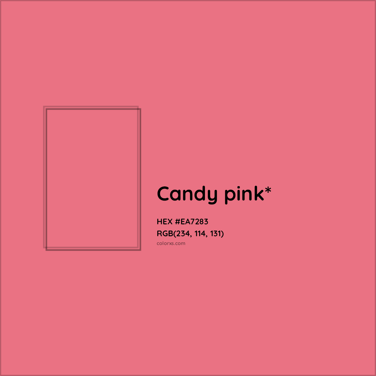 #EA7283 hex color. RGB, RYB, CMYK, HSL, HSV codes and color conversions. Matching color names, palettes, paints.