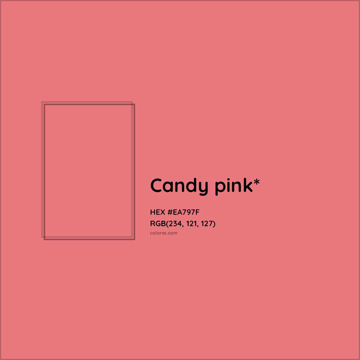 #EA797F hex color. RGB, RYB, CMYK, HSL, HSV codes and color conversions. Matching color names, palettes, paints.