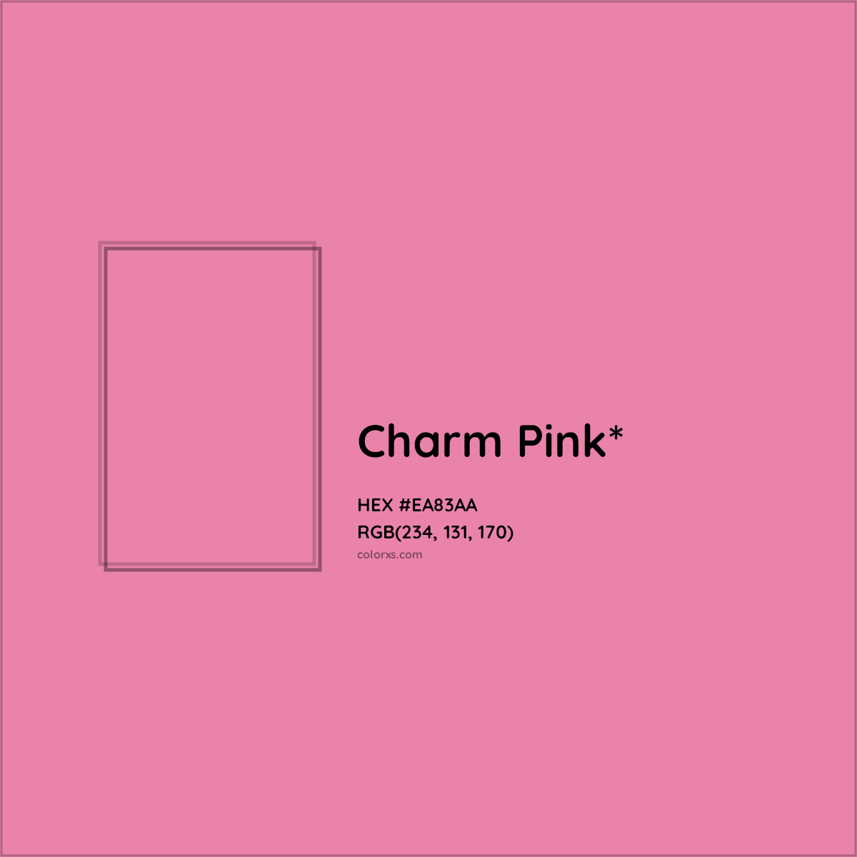 #EA83AA hex color. RGB, RYB, CMYK, HSL, HSV codes and color conversions. Matching color names, palettes, paints.