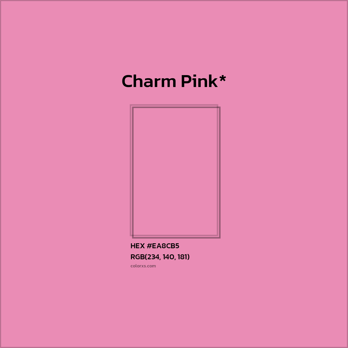#EA8CB5 hex color. RGB, RYB, CMYK, HSL, HSV codes and color conversions. Matching color names, palettes, paints.