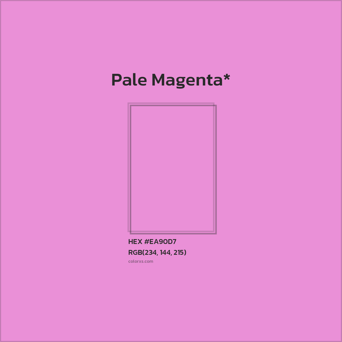 #EA90D7 hex color. RGB, RYB, CMYK, HSL, HSV codes and color conversions. Matching color names, palettes, paints.