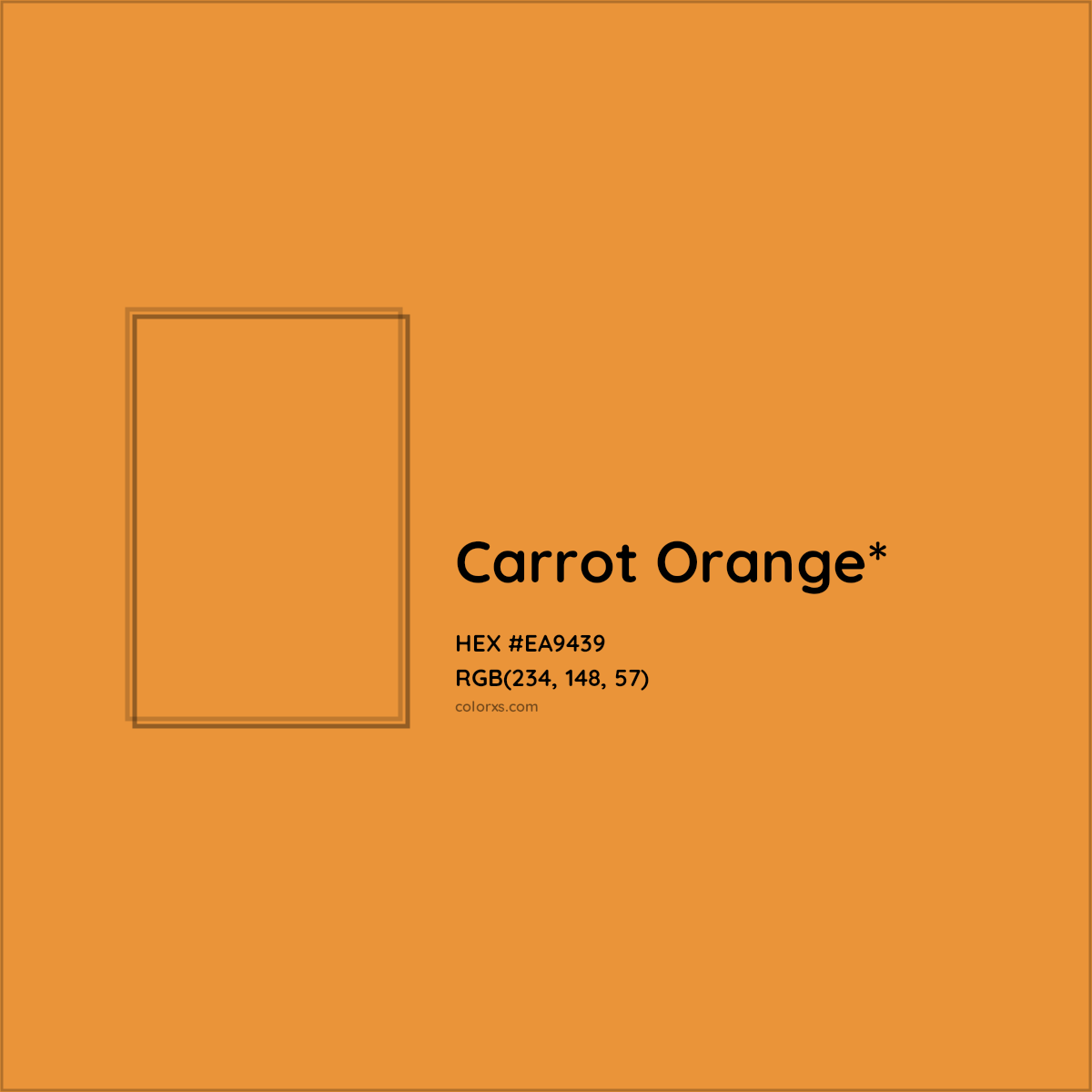 #EA9439 hex color. RGB, RYB, CMYK, HSL, HSV codes and color conversions. Matching color names, palettes, paints.