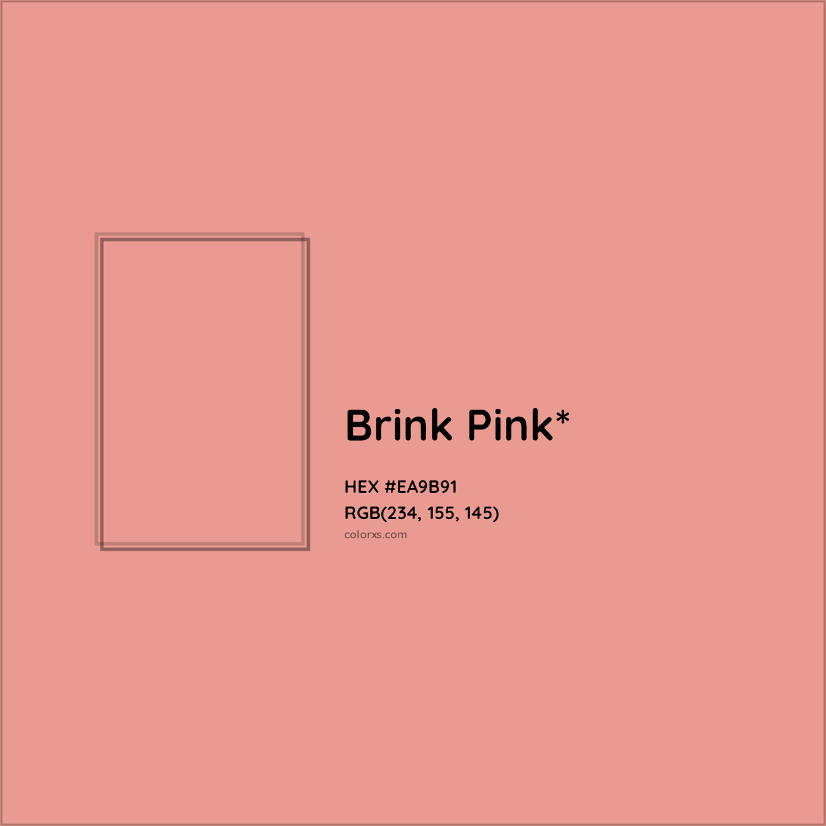 #EA9B91 hex color. RGB, RYB, CMYK, HSL, HSV codes and color conversions. Matching color names, palettes, paints.