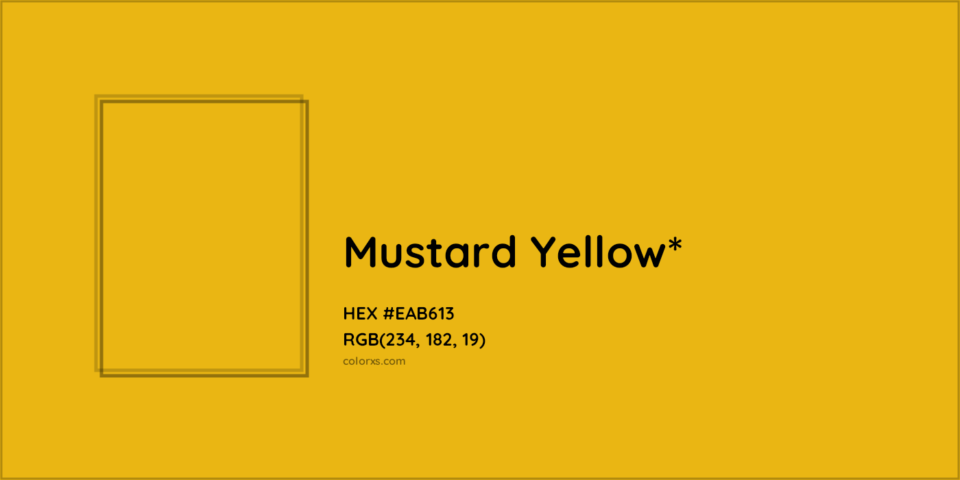 #EAB613 hex color. RGB, RYB, CMYK, HSL, HSV codes and color conversions. Matching color names, palettes, paints.