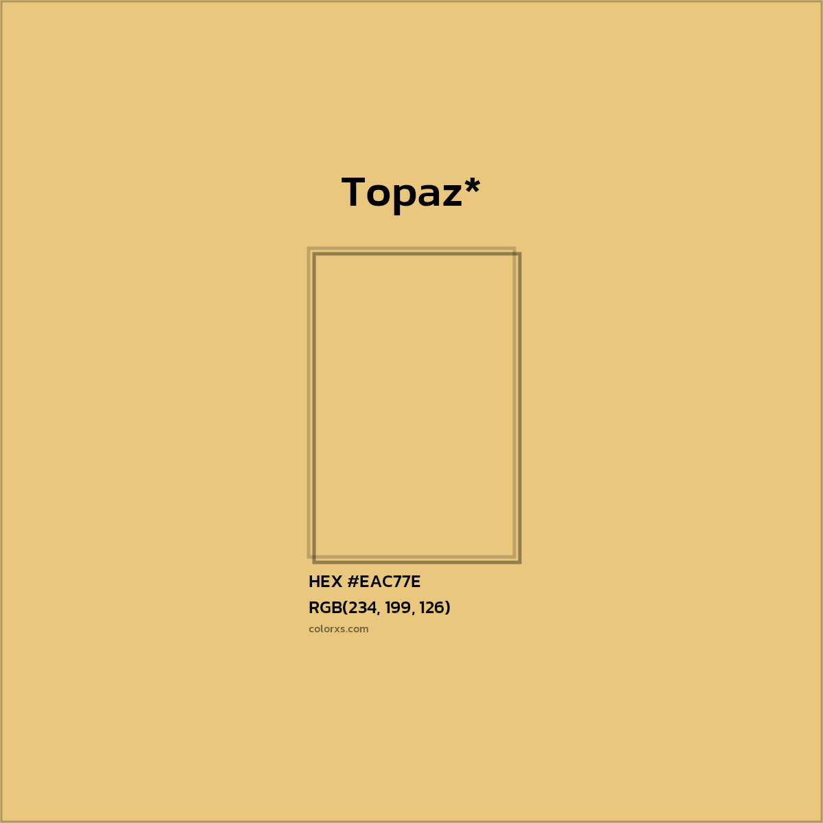 #EAC77E hex color. RGB, RYB, CMYK, HSL, HSV codes and color conversions. Matching color names, palettes, paints.