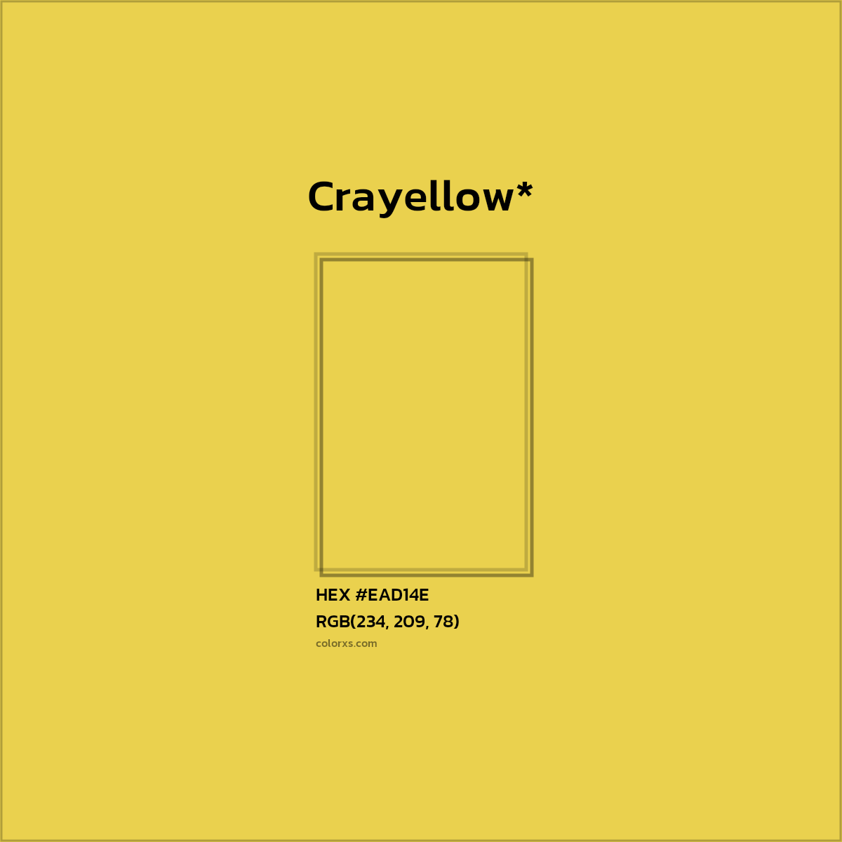 #EAD14E hex color. RGB, RYB, CMYK, HSL, HSV codes and color conversions. Matching color names, palettes, paints.
