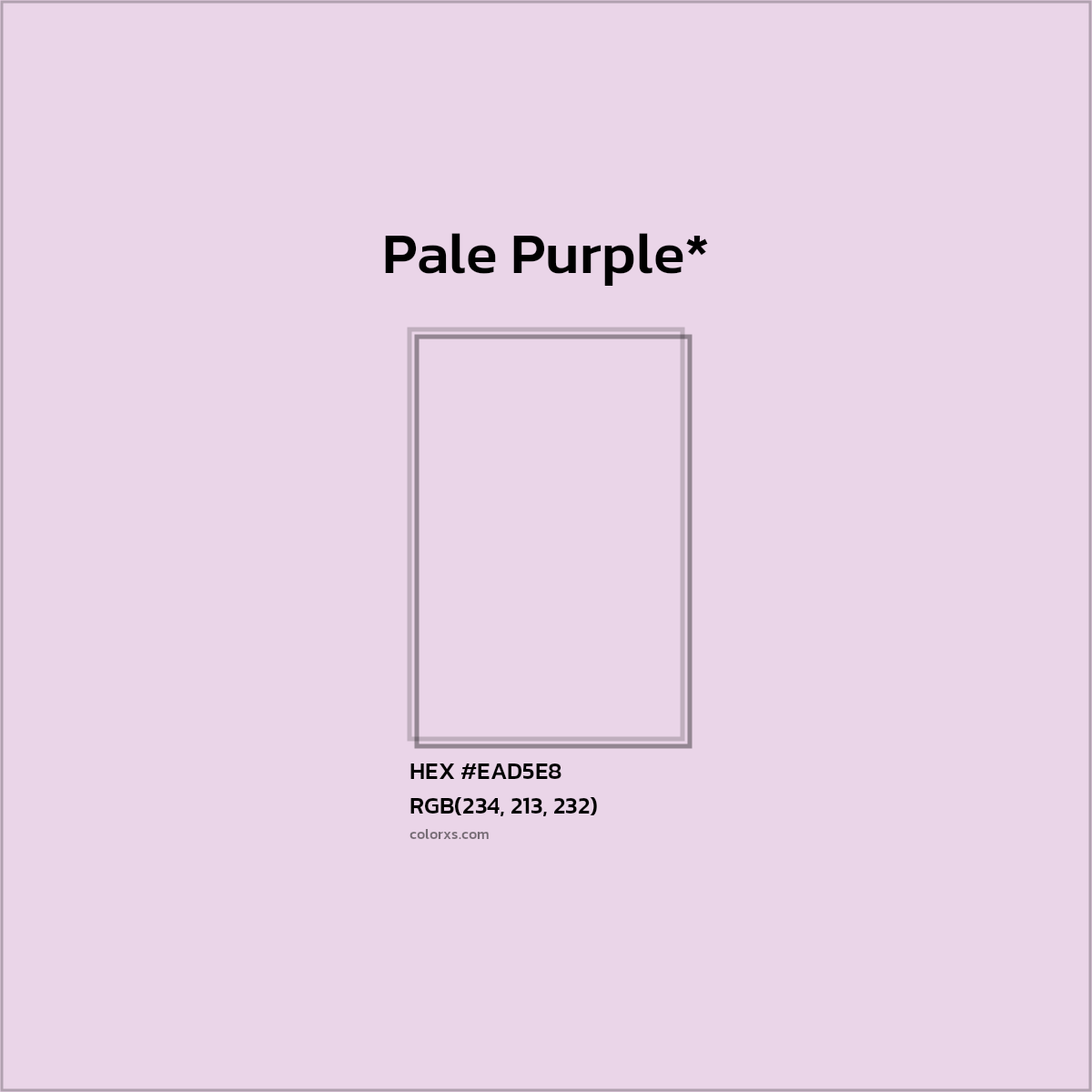 #EAD5E8 hex color. RGB, RYB, CMYK, HSL, HSV codes and color conversions. Matching color names, palettes, paints.