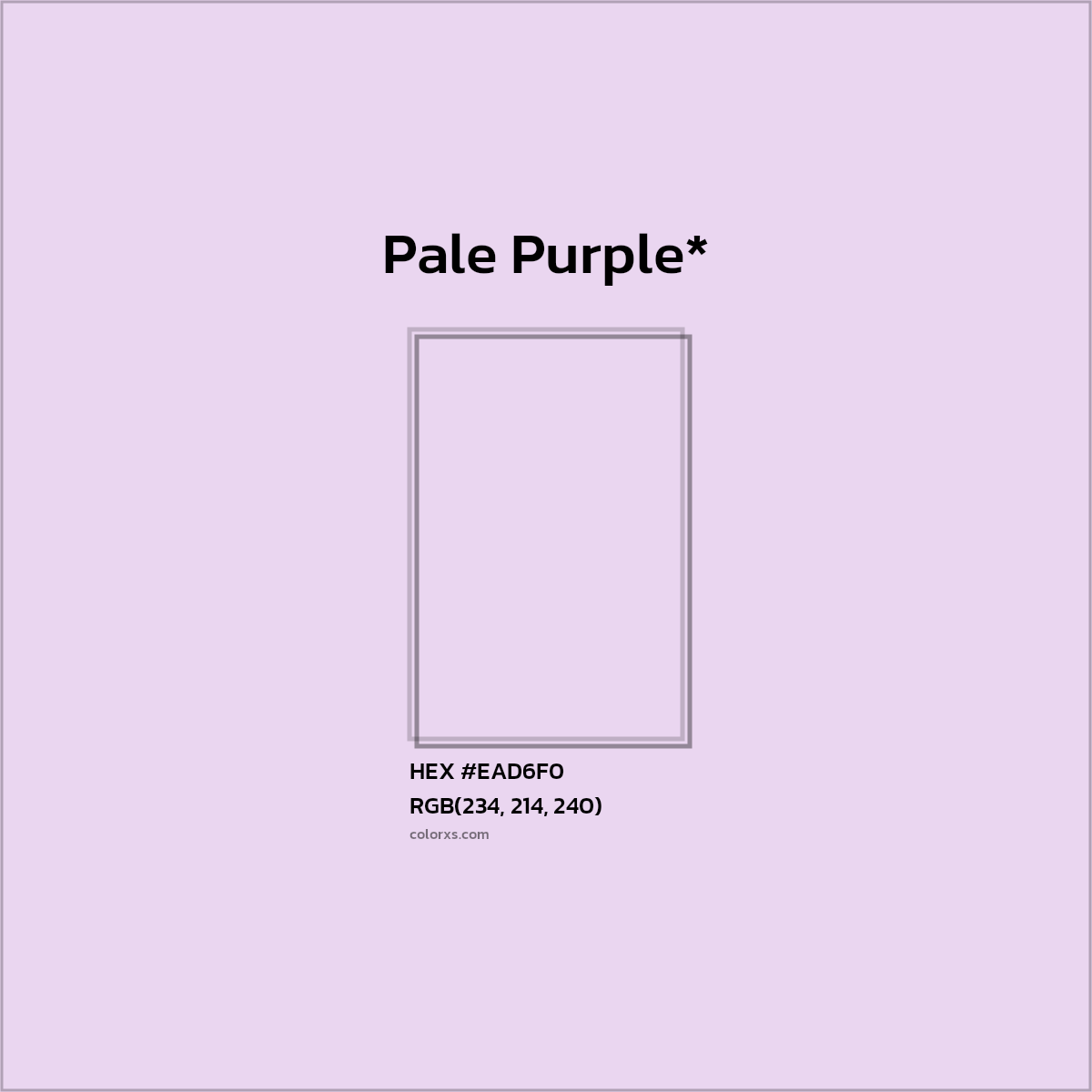 #EAD6F0 hex color. RGB, RYB, CMYK, HSL, HSV codes and color conversions. Matching color names, palettes, paints.