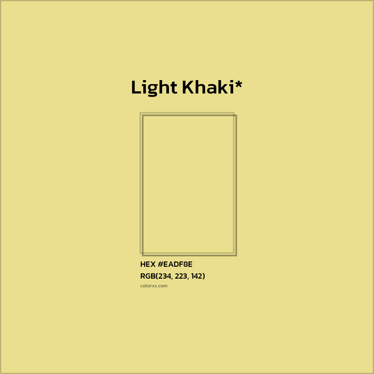 #EADF8E hex color. RGB, RYB, CMYK, HSL, HSV codes and color conversions. Matching color names, palettes, paints.