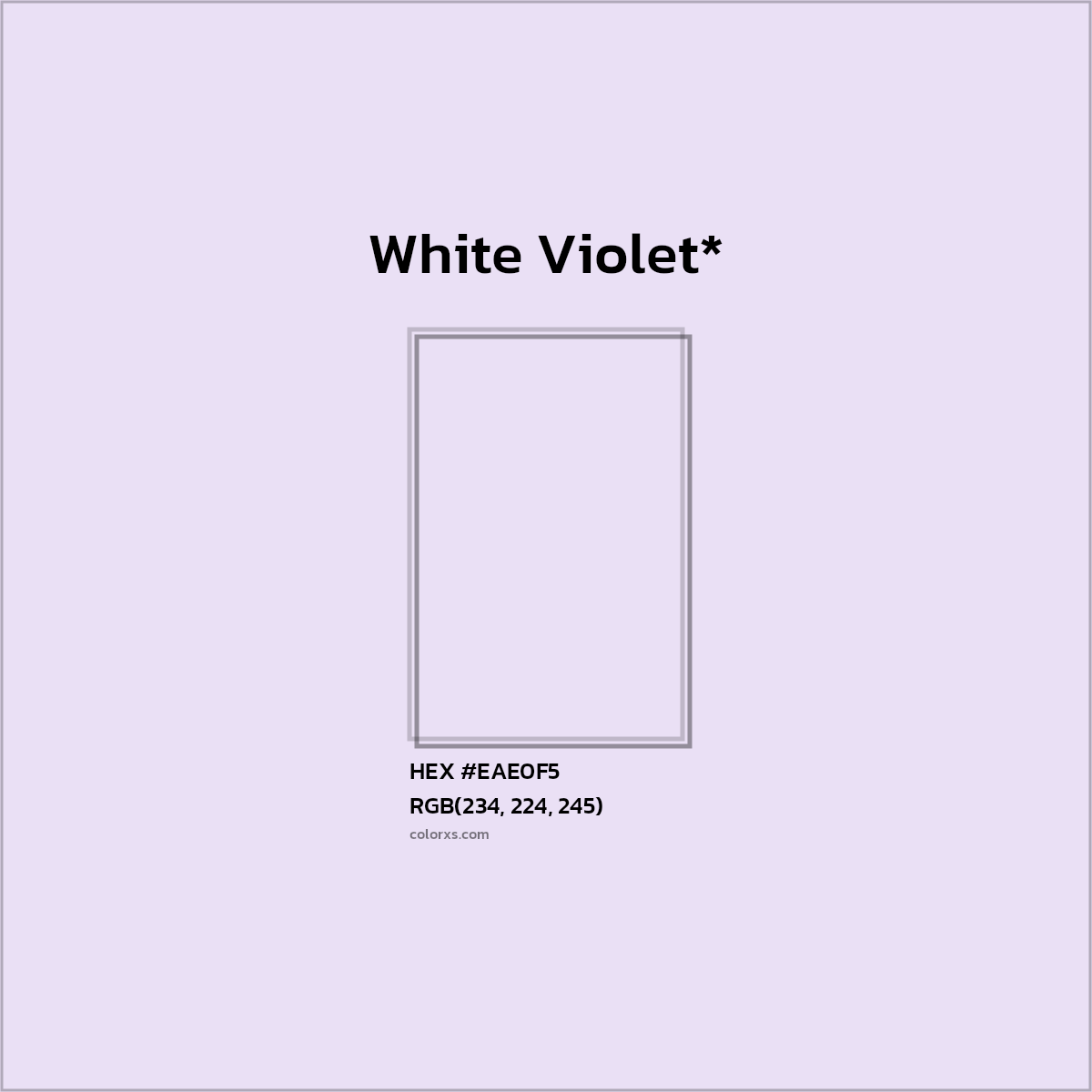 #EAE0F5 hex color. RGB, RYB, CMYK, HSL, HSV codes and color conversions. Matching color names, palettes, paints.