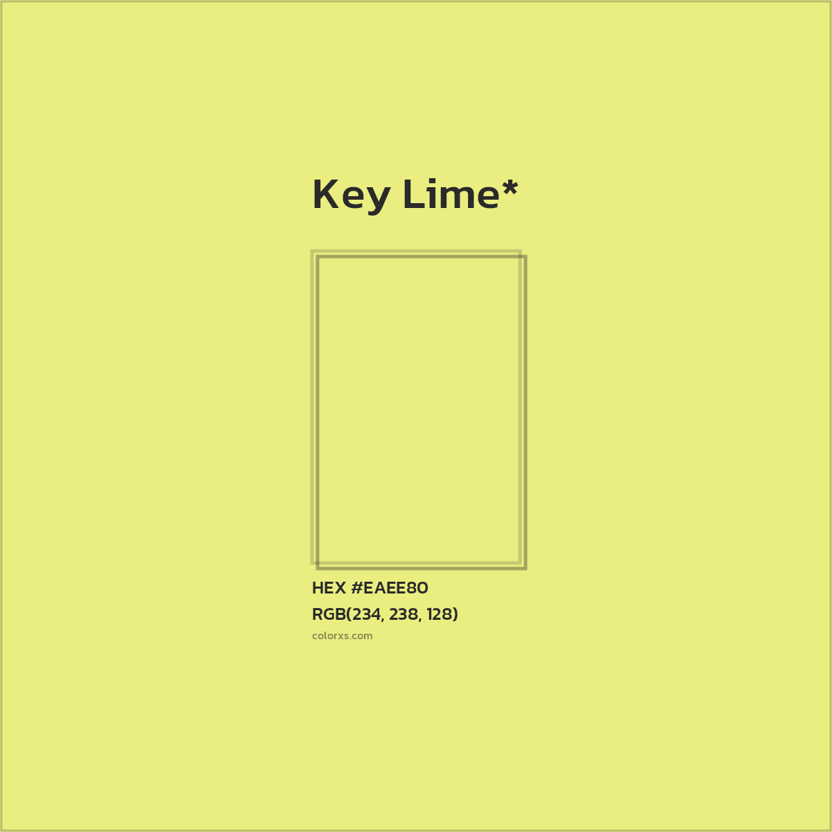 #EAEE80 hex color. RGB, RYB, CMYK, HSL, HSV codes and color conversions. Matching color names, palettes, paints.